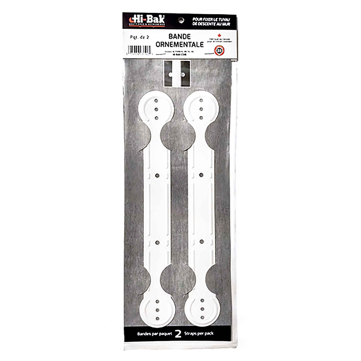 Bande de fixation ornementale pour descente de gouttière de 2&#39;&#39; x 3&#39;&#39;, blanc  (2 unités)