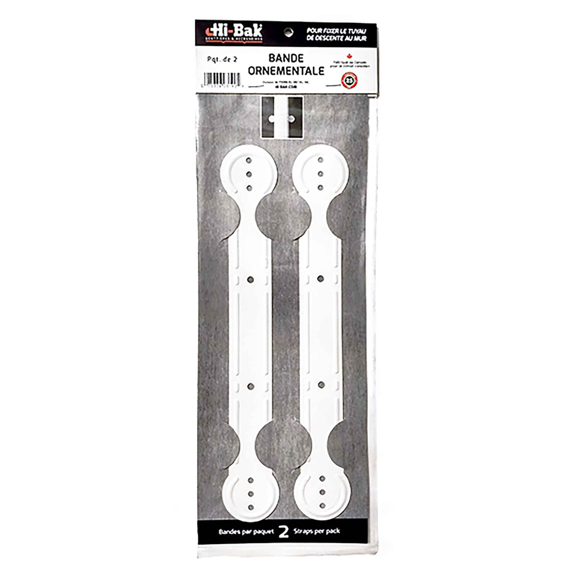 Bande de fixation ornementale pour descente de gouttière de 2'' x 3'', blanc  (2 unités)