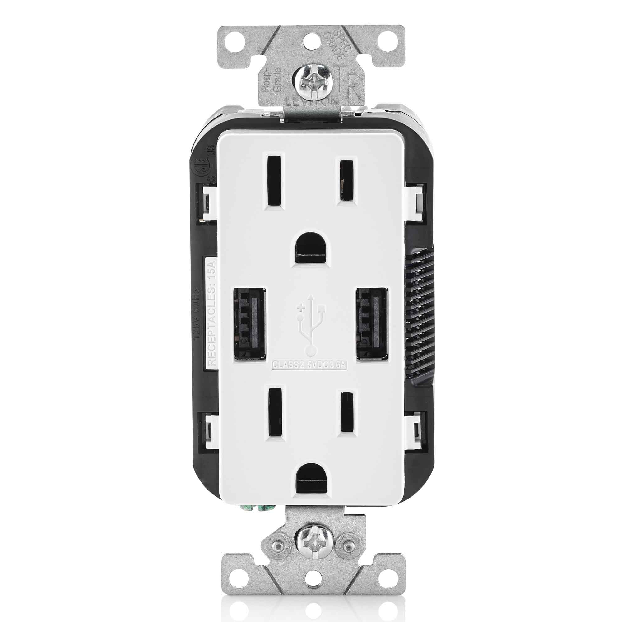 Prise Decora USB de 15 A / 125 V, blanc