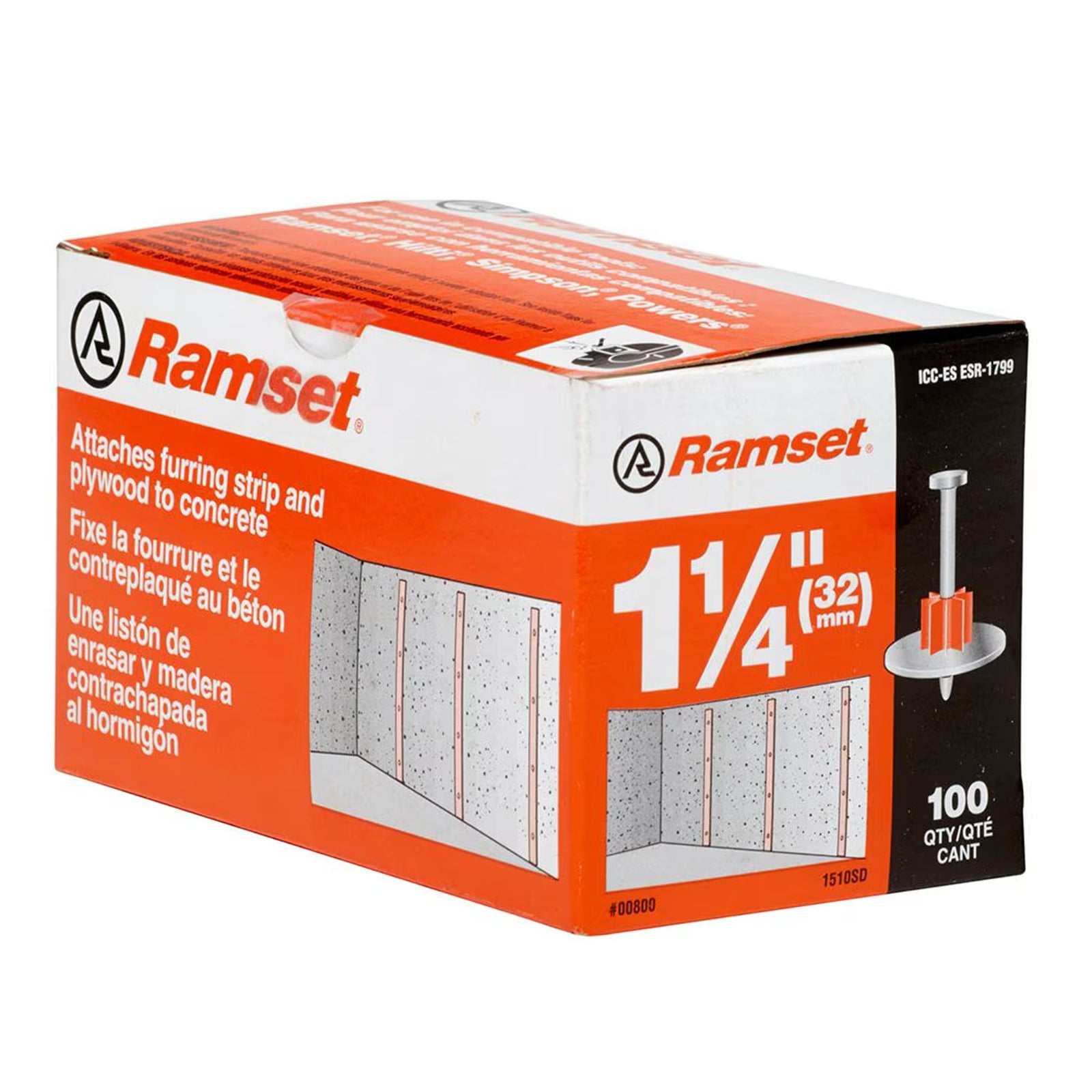 Goujon d'ancrage pour béton avec rondelle, 1-1/4" (100 unités)