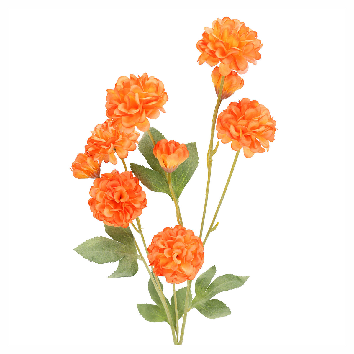 Branche de chrysanthème artificiel miniature ornée de fleurs multiples, 30,7" (orange)