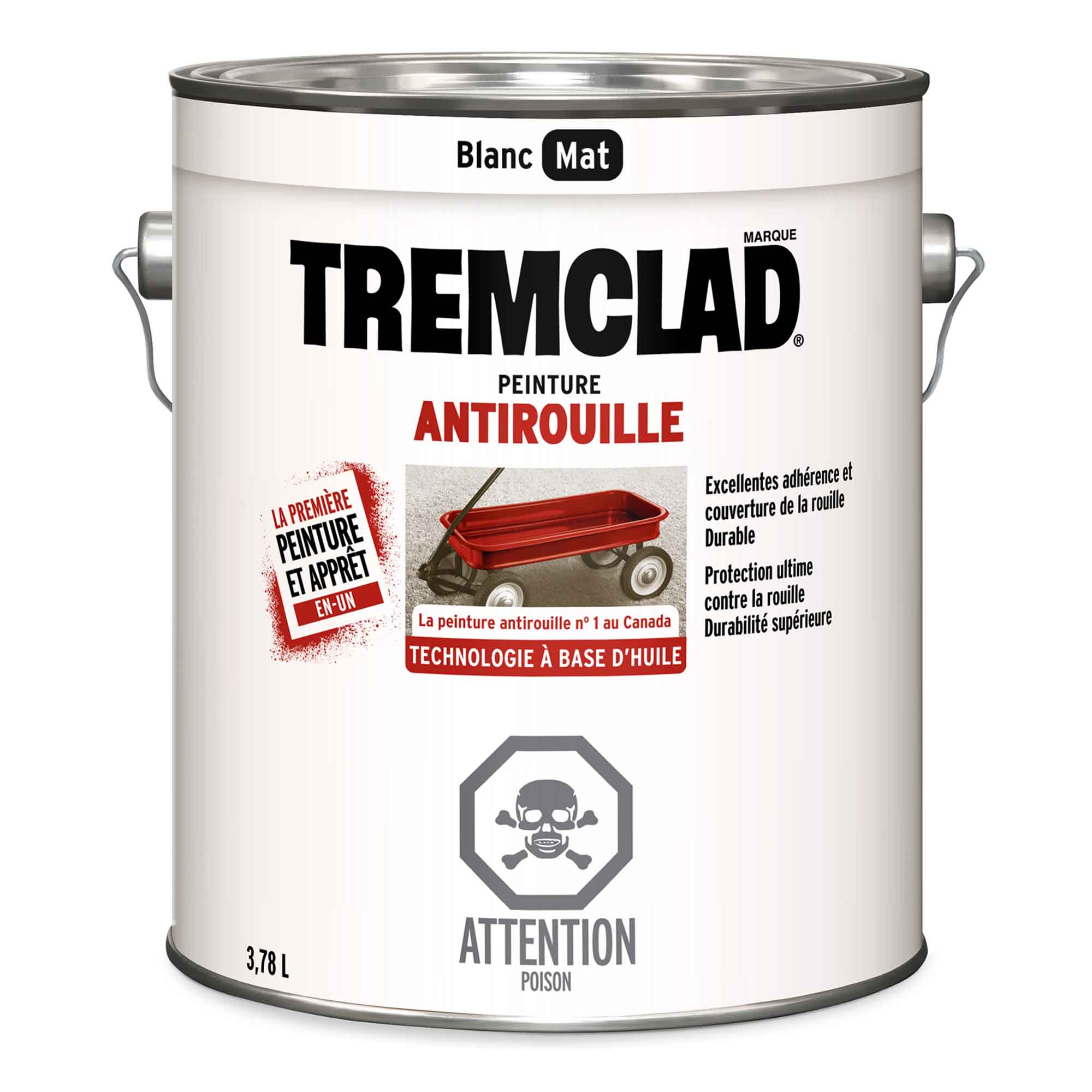 Tremclad peinture antirouille à base d'huile blanc mat, 3,78 L