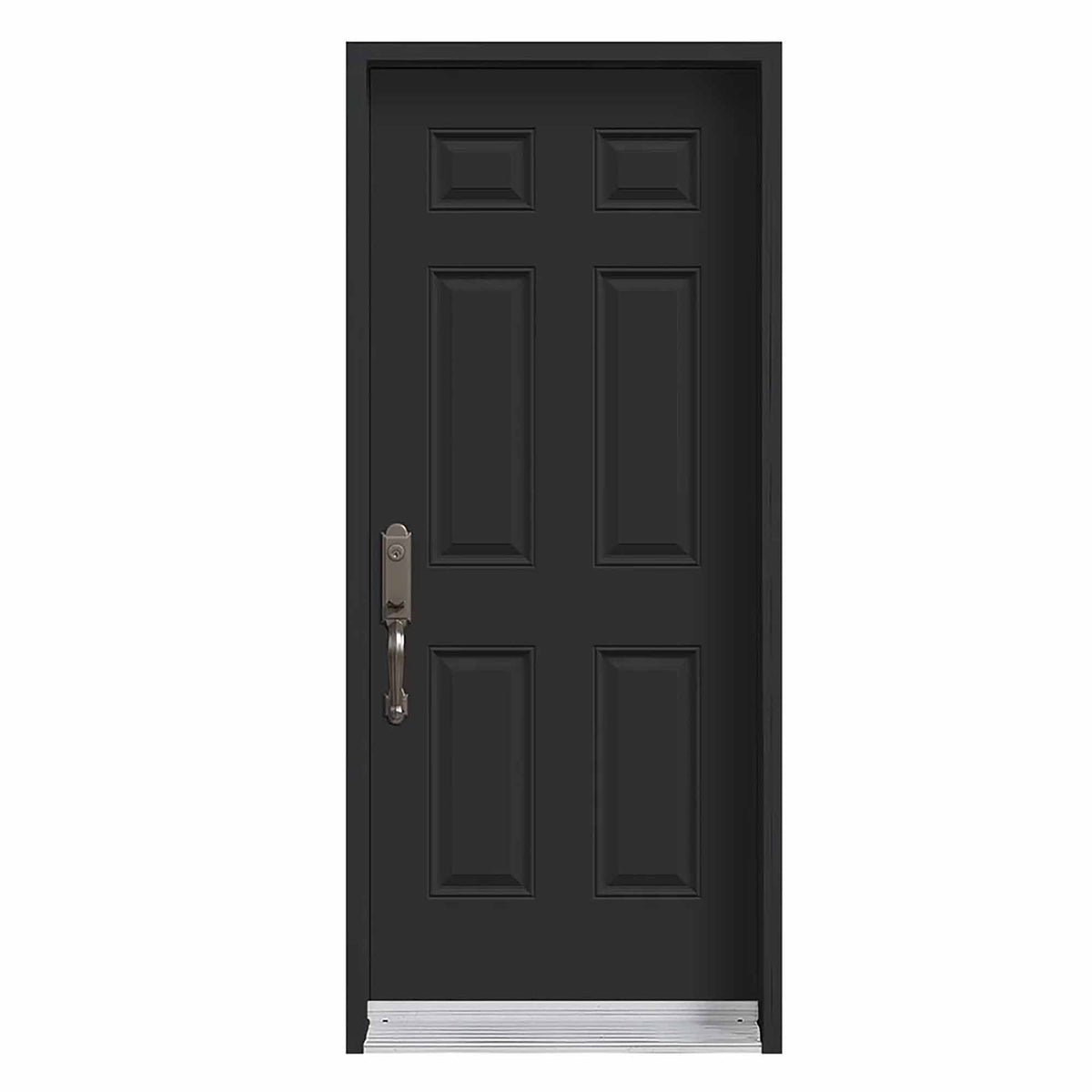 Porte noire en acier B01 à ouverture à droite vers l'intérieur, 34'' x 80"