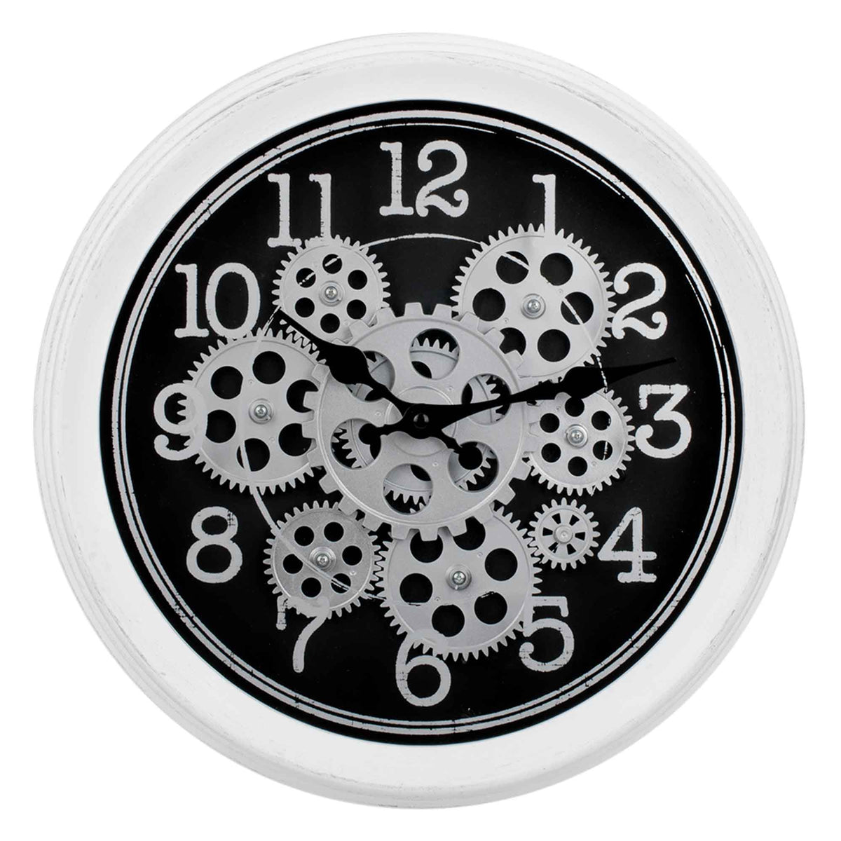 Horloge murale avec engrenages, 14&quot; (noir et blanc)