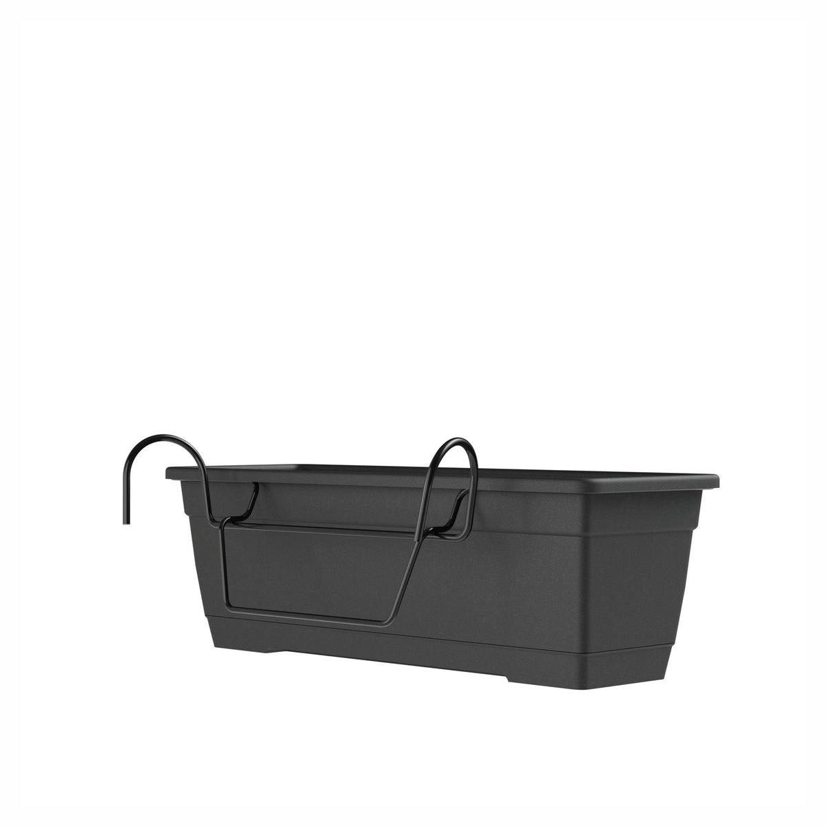 Jardinière de balcon Birka avec supports, 20'' (noir cendre)