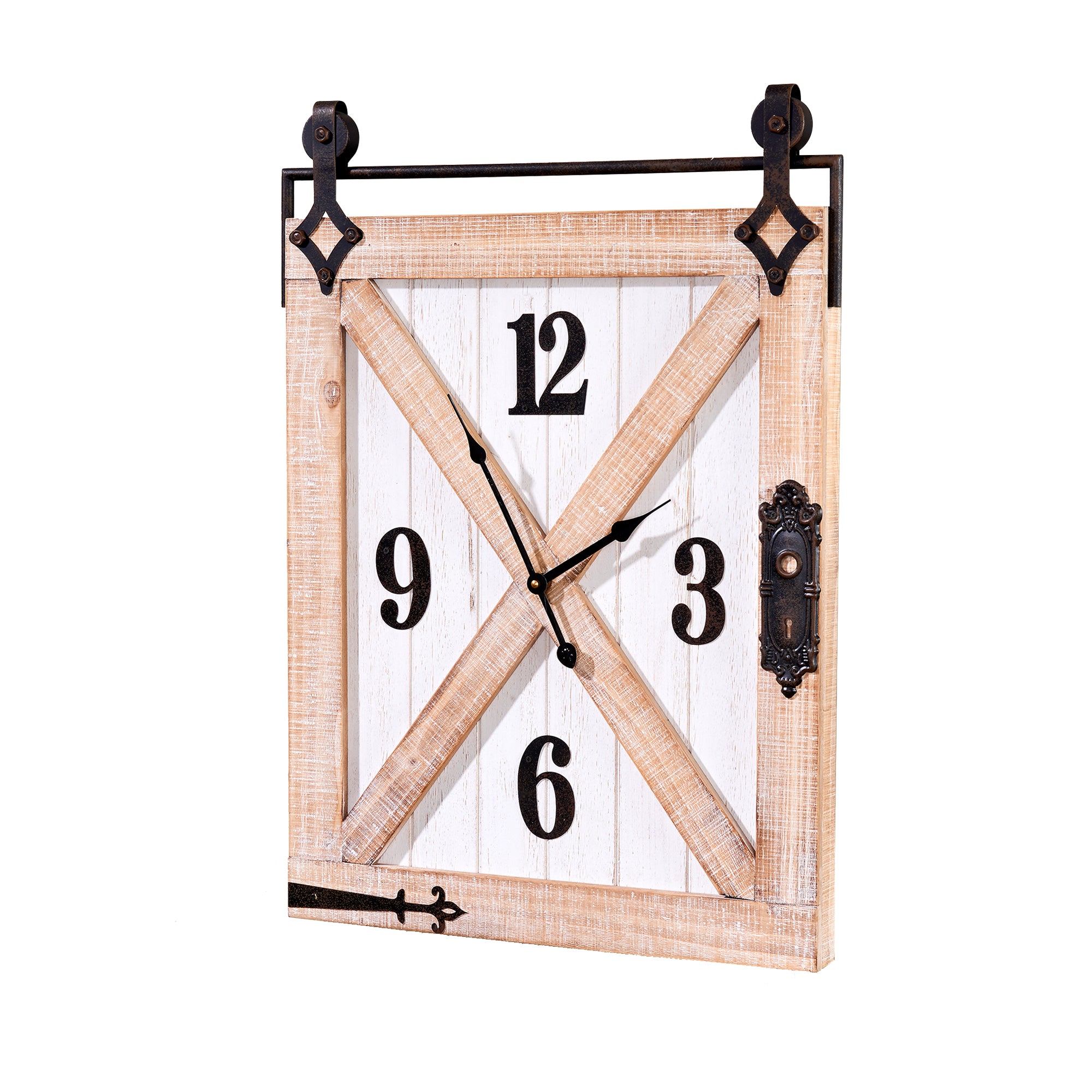 Horloge murale au design porte-grange 19 x 2,4 x 26 po