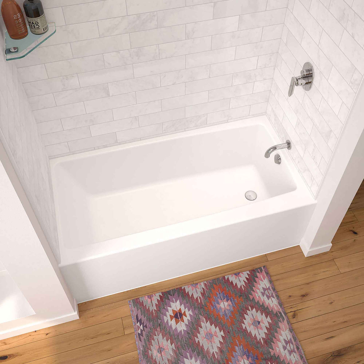 Bain Bosca en acrylique blanc avec drain à droit 