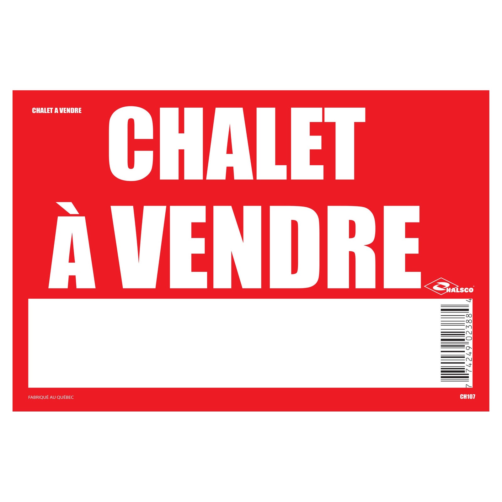 Affiche "Chalet à vendre", 8" x 12"