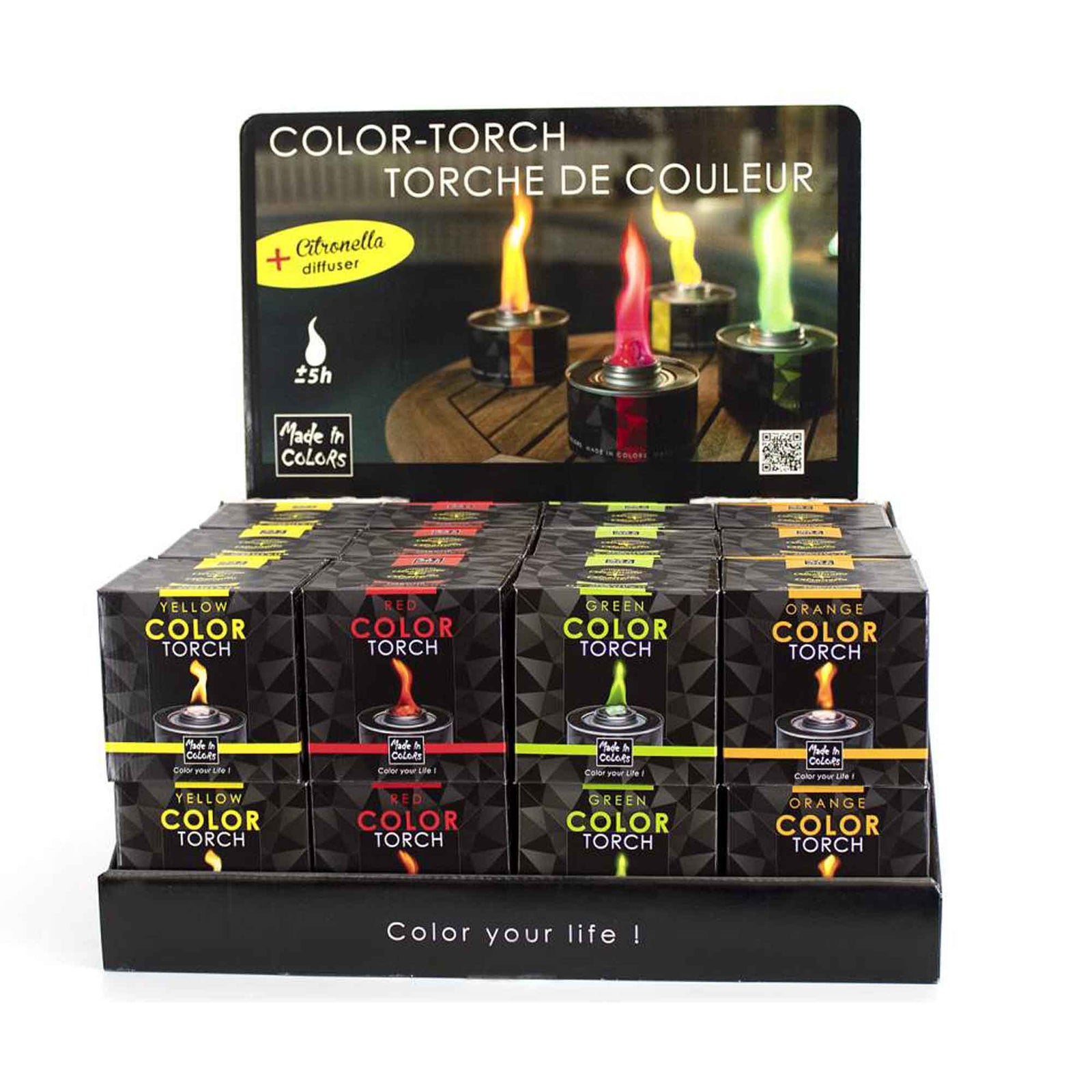 Torches avec flammes de couleur, choix entre 4 couleurs