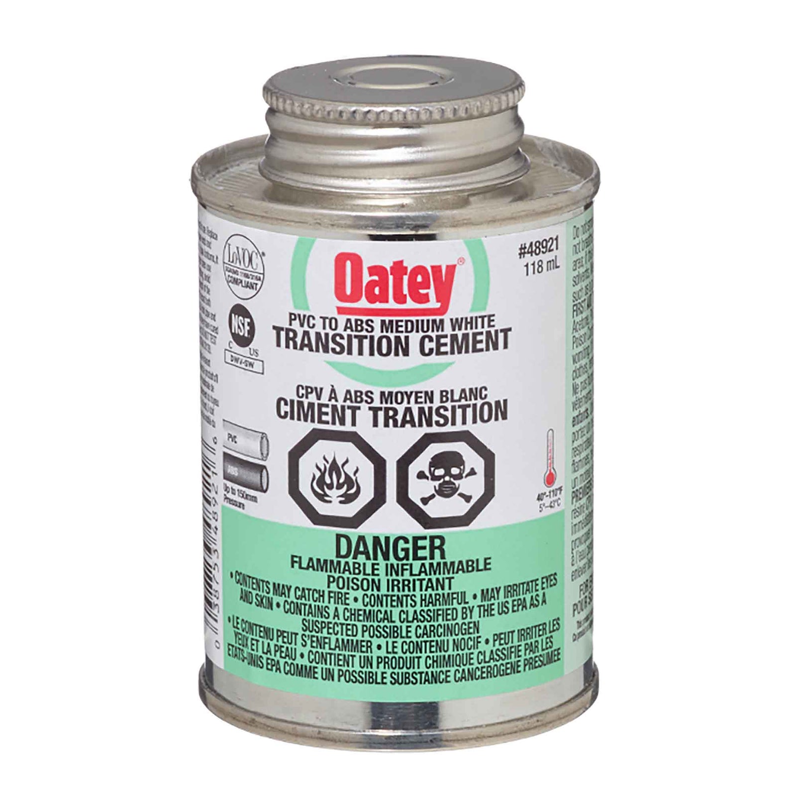 Ciment blanc de transition à adhérence moyenne pour PVC à ABS, 118 ml