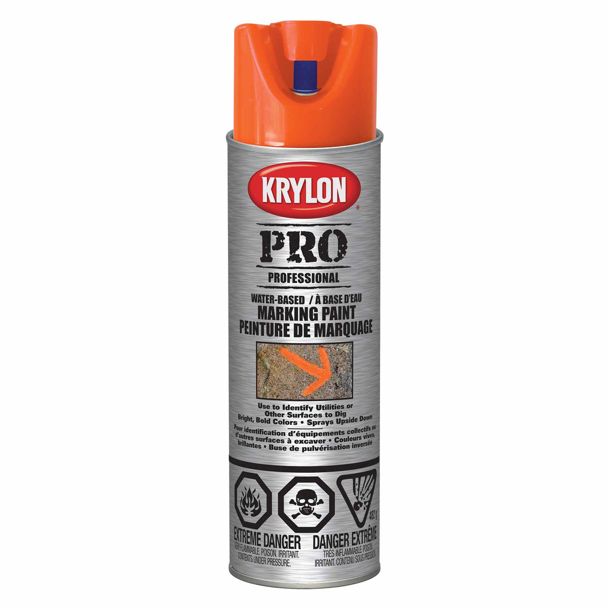 Krylon aérosol PRO peinture de marquage à base d&#39;eau orange fluorescent, 482 g