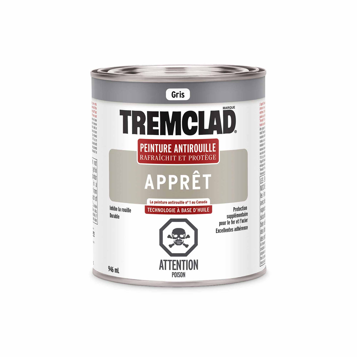 Tremclad apprêt antirouille gris, 946 ml