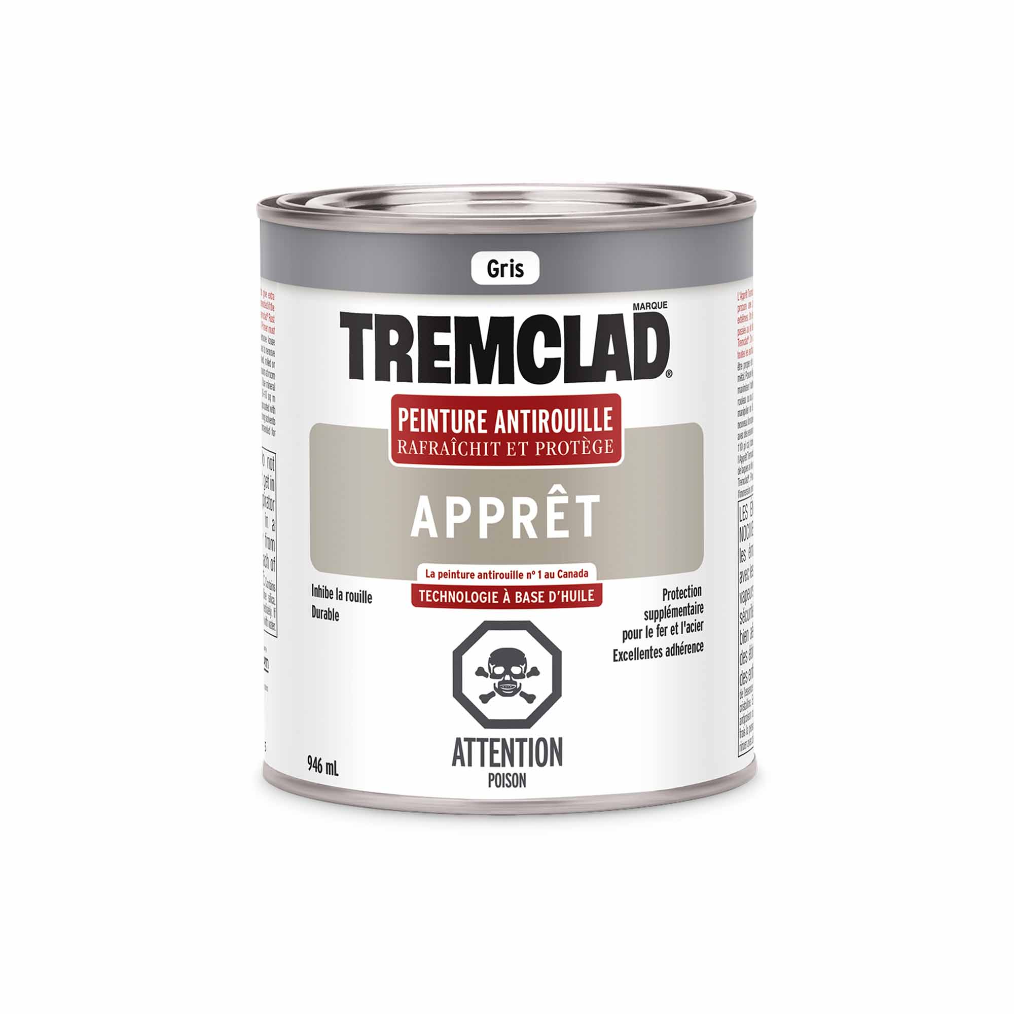 Tremclad apprêt antirouille gris, 946 ml