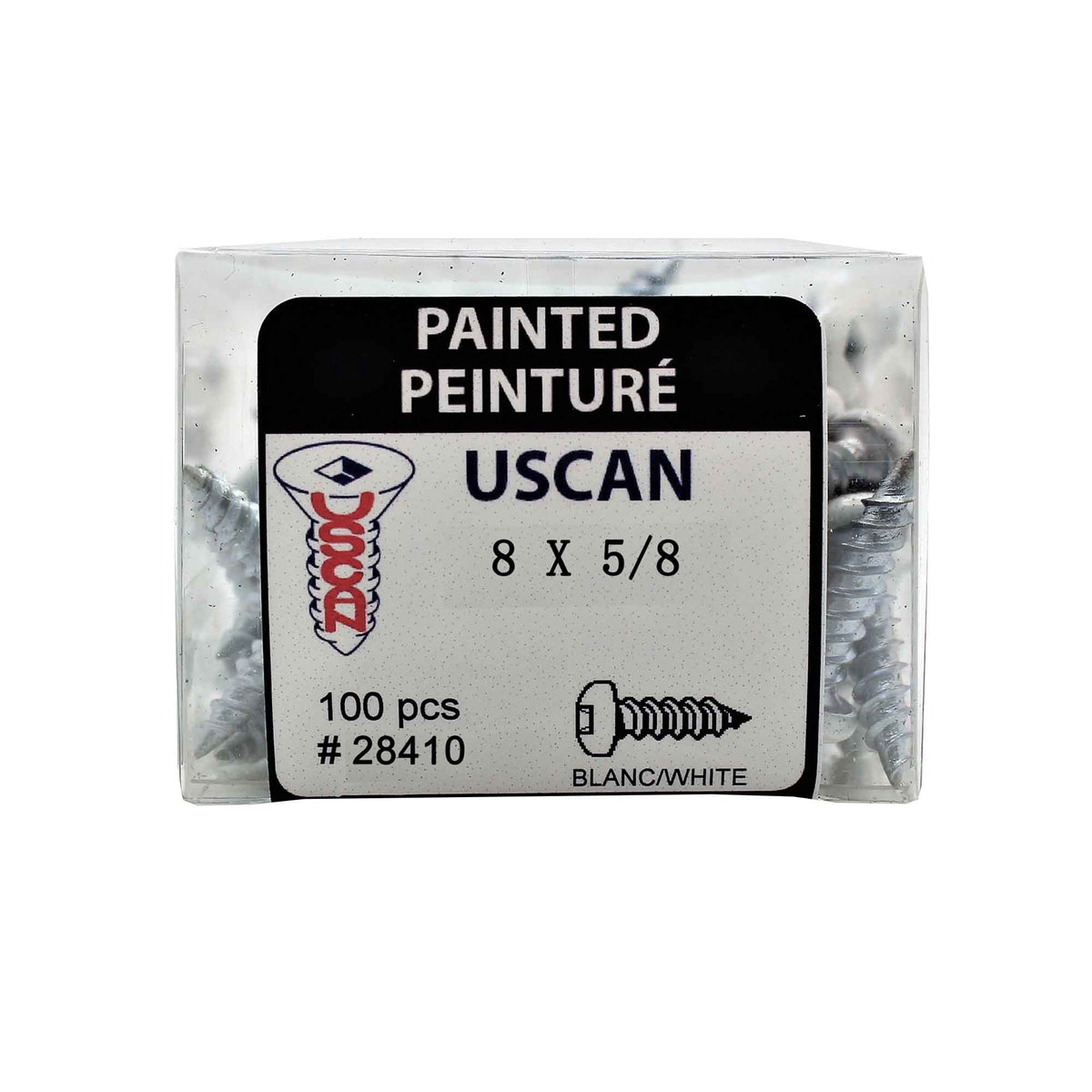 Vis pour métal à tête ronde de couleur blanche, #8 x 5/8" (100 unités)