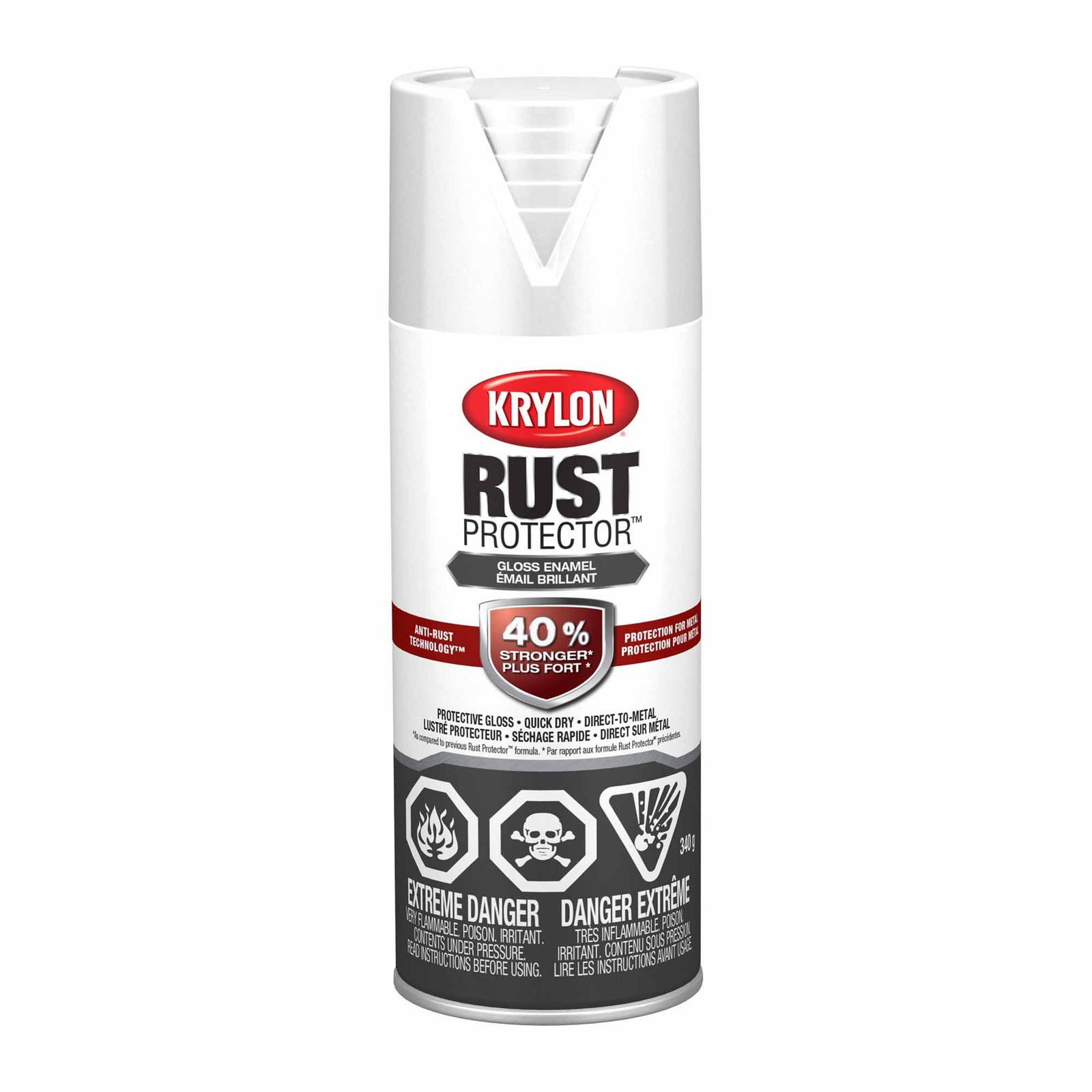 Krylon Rust Protector aérosol émail brillant blanc, 340 g