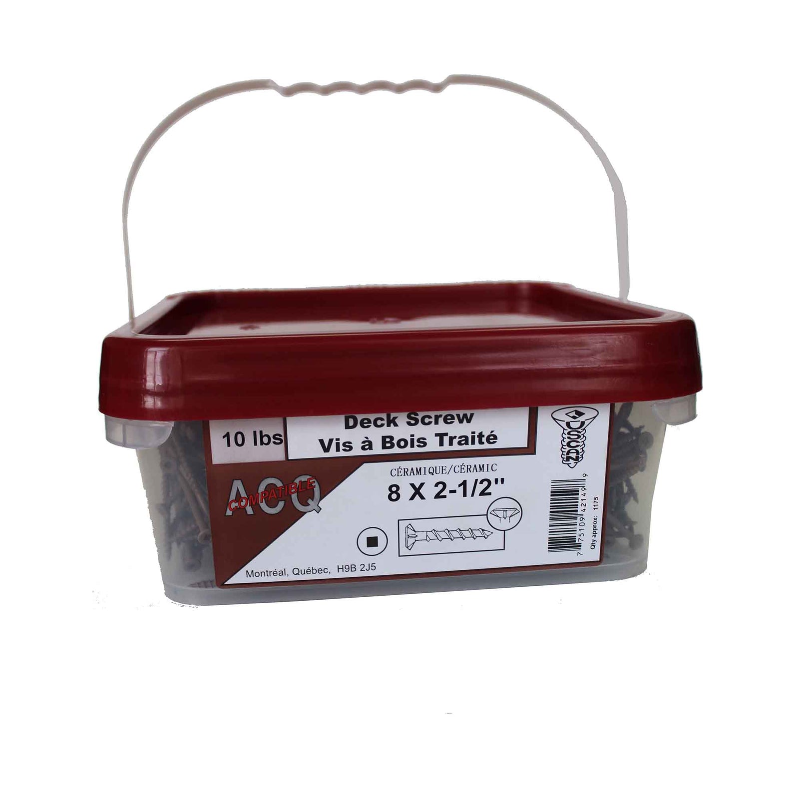 Vis à bois traité brune, #8 x 2-1/2" (chaudière de 10 lb)