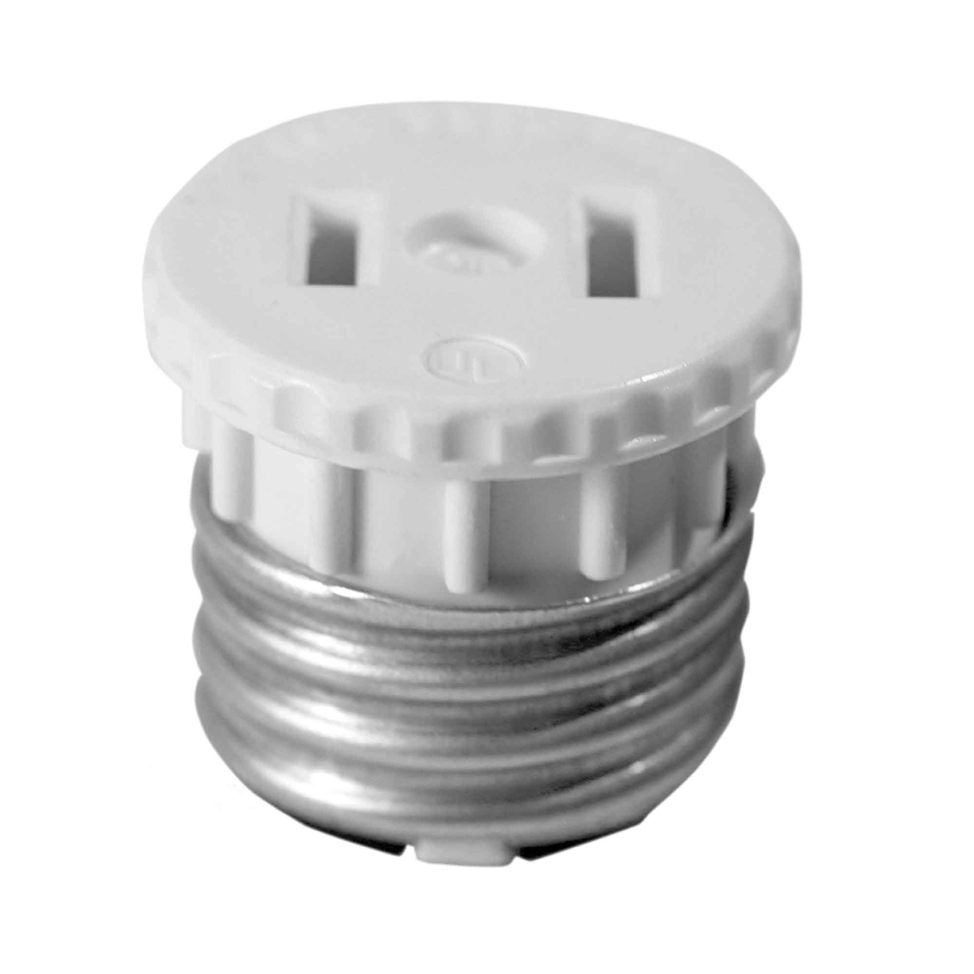 Adaptateur d'intérieur pour douille à prise de courant de 660 W / 125 V à 2 pôles et 2 fils, blanc