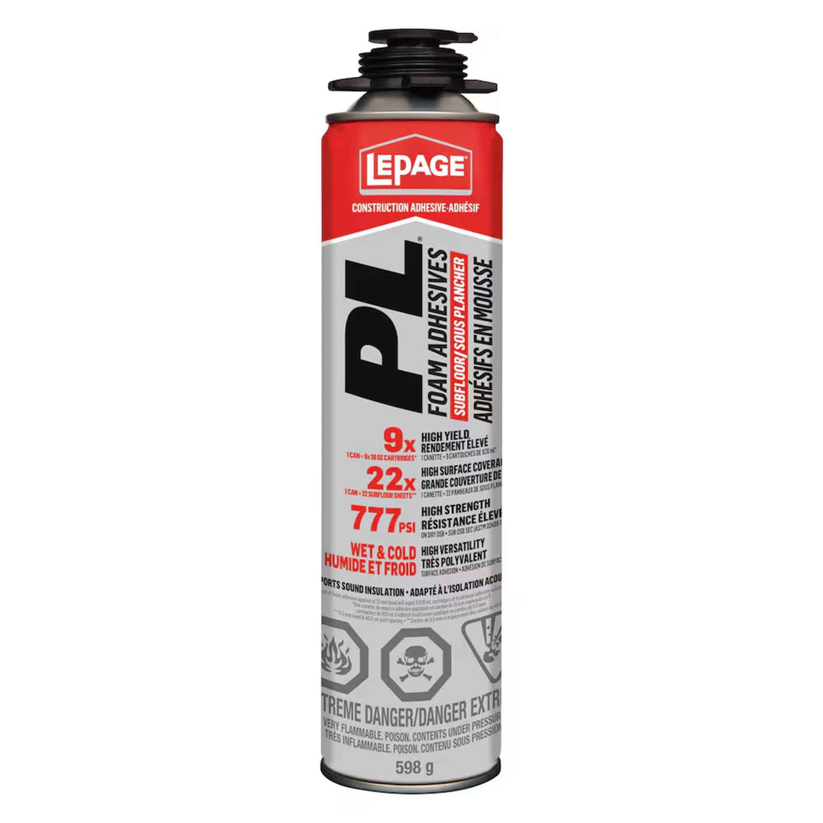 Adhésif de construction PL en mousse pour sous-plancher, 598 g