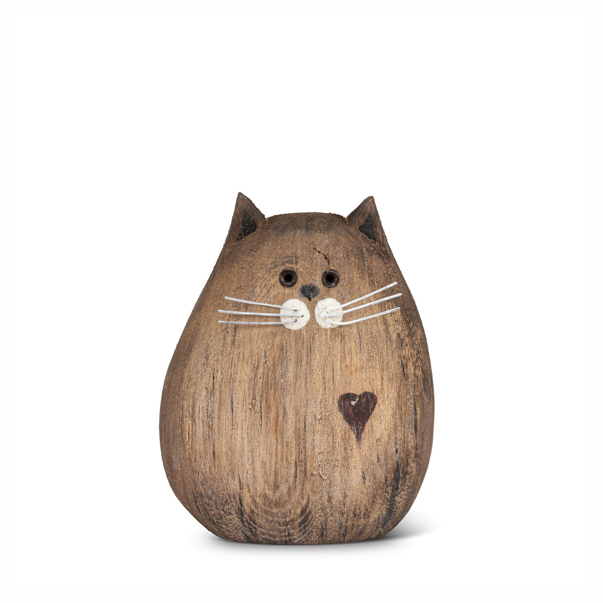 Décoration de chat en bois naturel, 4-1/2"