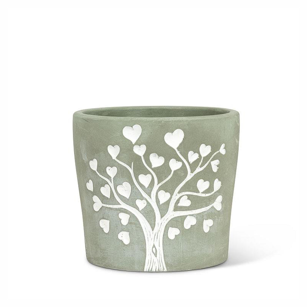 Cache-pot vert pâle avec un motif d’arbre de vie, 5"