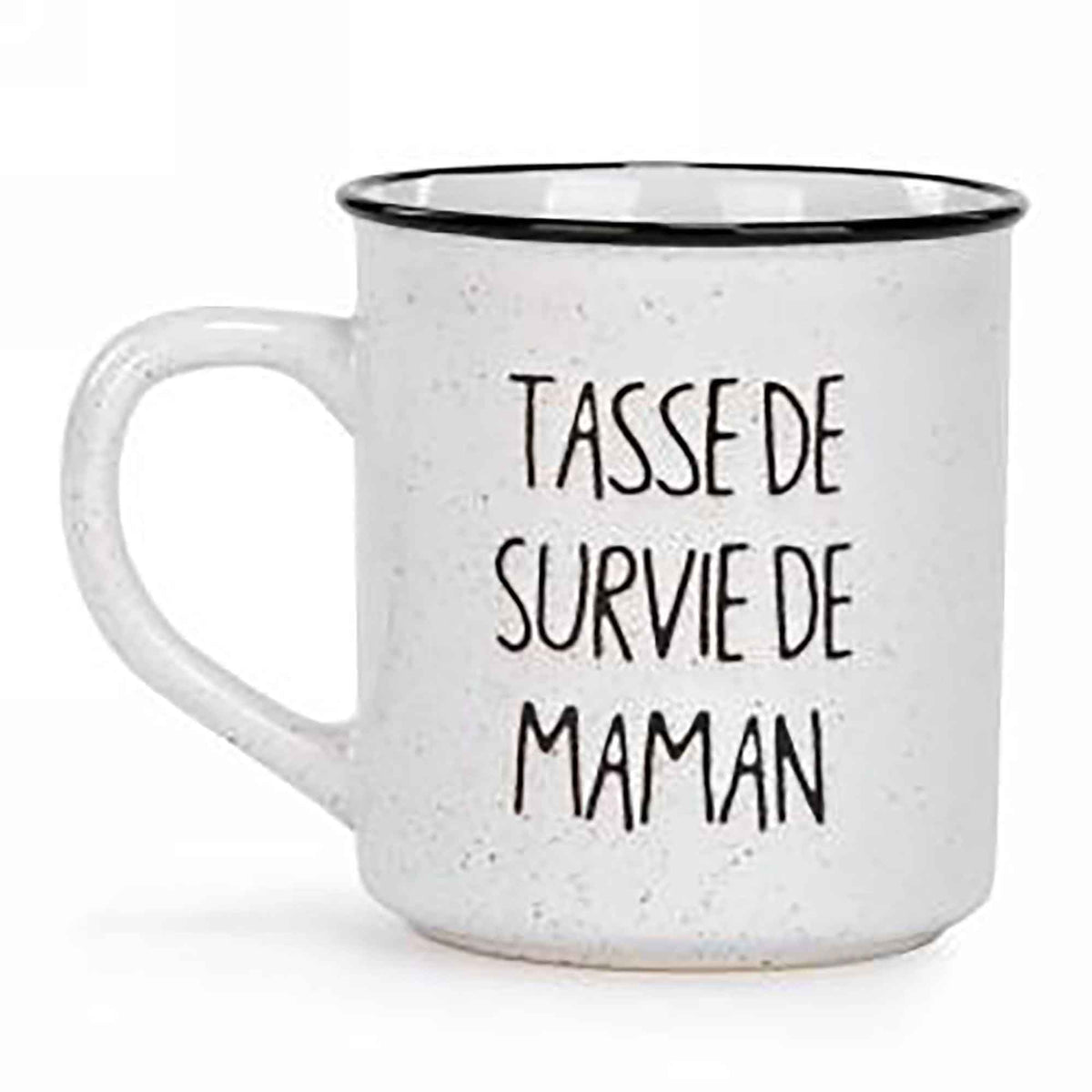 Tasse blanche avec inscription en noir &quot;TASSE DE SURVIE DE MAMAN&quot;, 3,5&quot; x 5&quot;