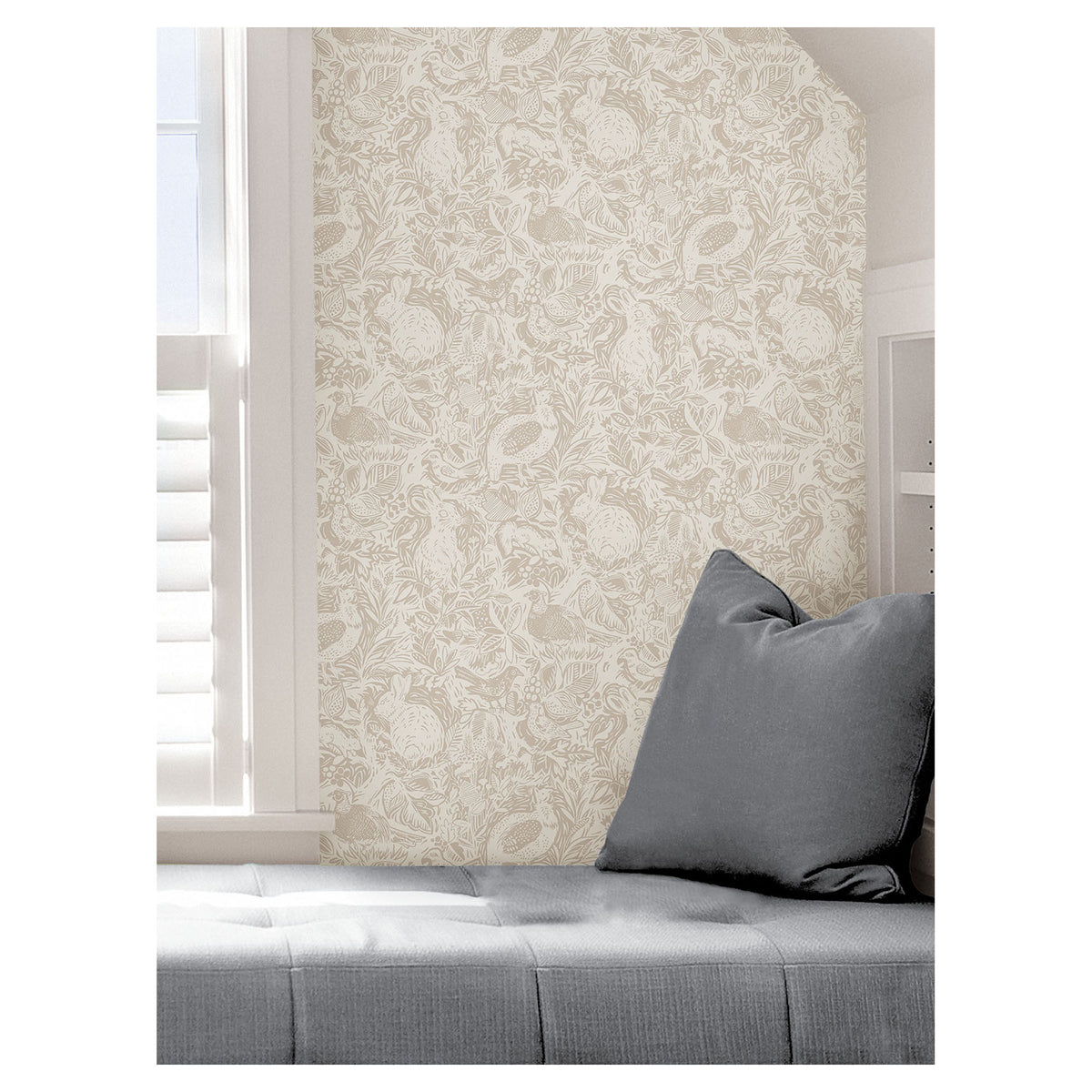 Papier peint autocollant à motif de forêt , 20.5" x 18' (crème Terrene)