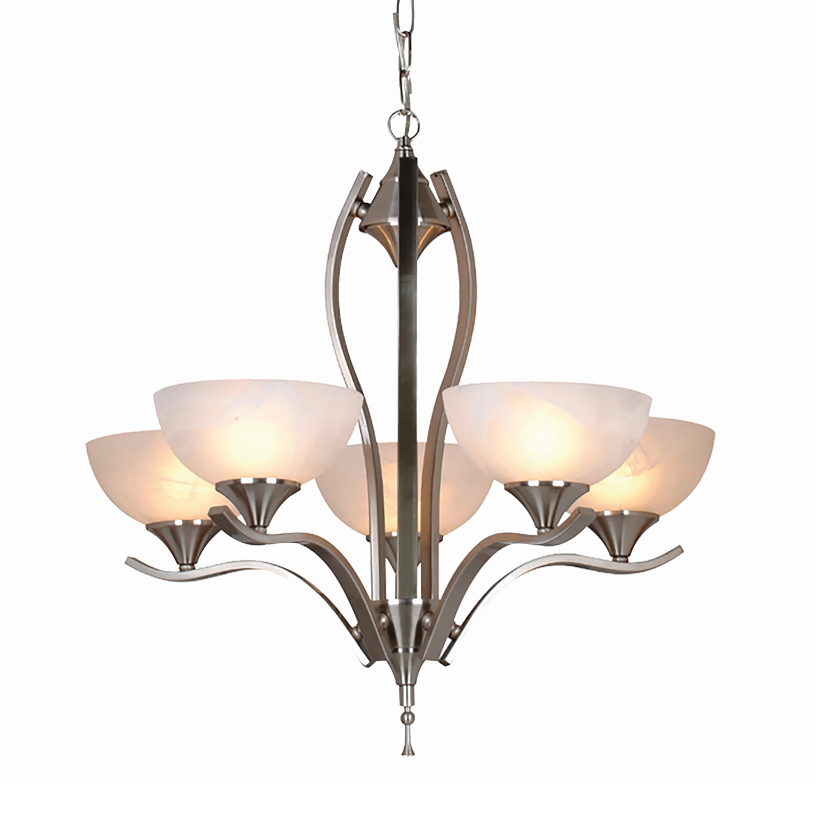 Chandelier Bisbee, 5 lumières, verre et chrome