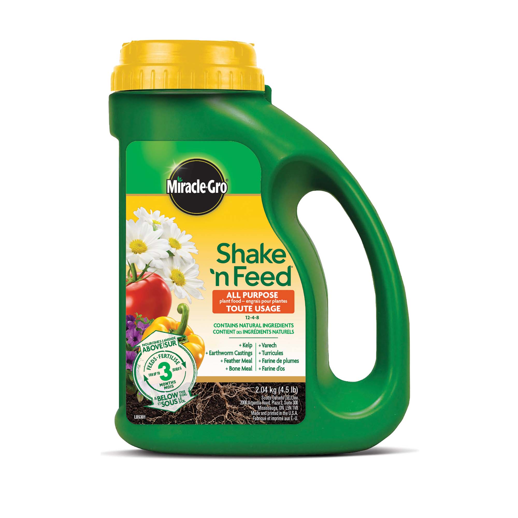 Engrais pour les plantes tout usage Miracle-Gro Shake 'N Feed 12-4-8, 2,04 kg