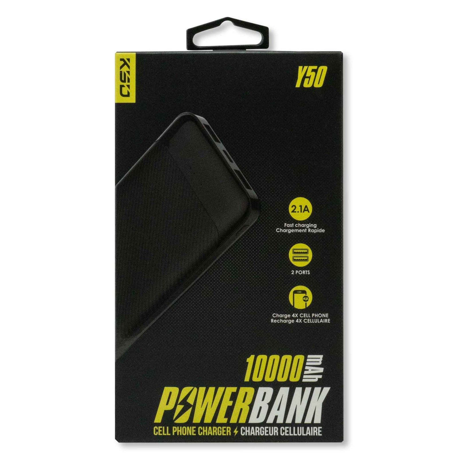 Chargeur de cellulaire portatif PowerBank, 10 000 mA h