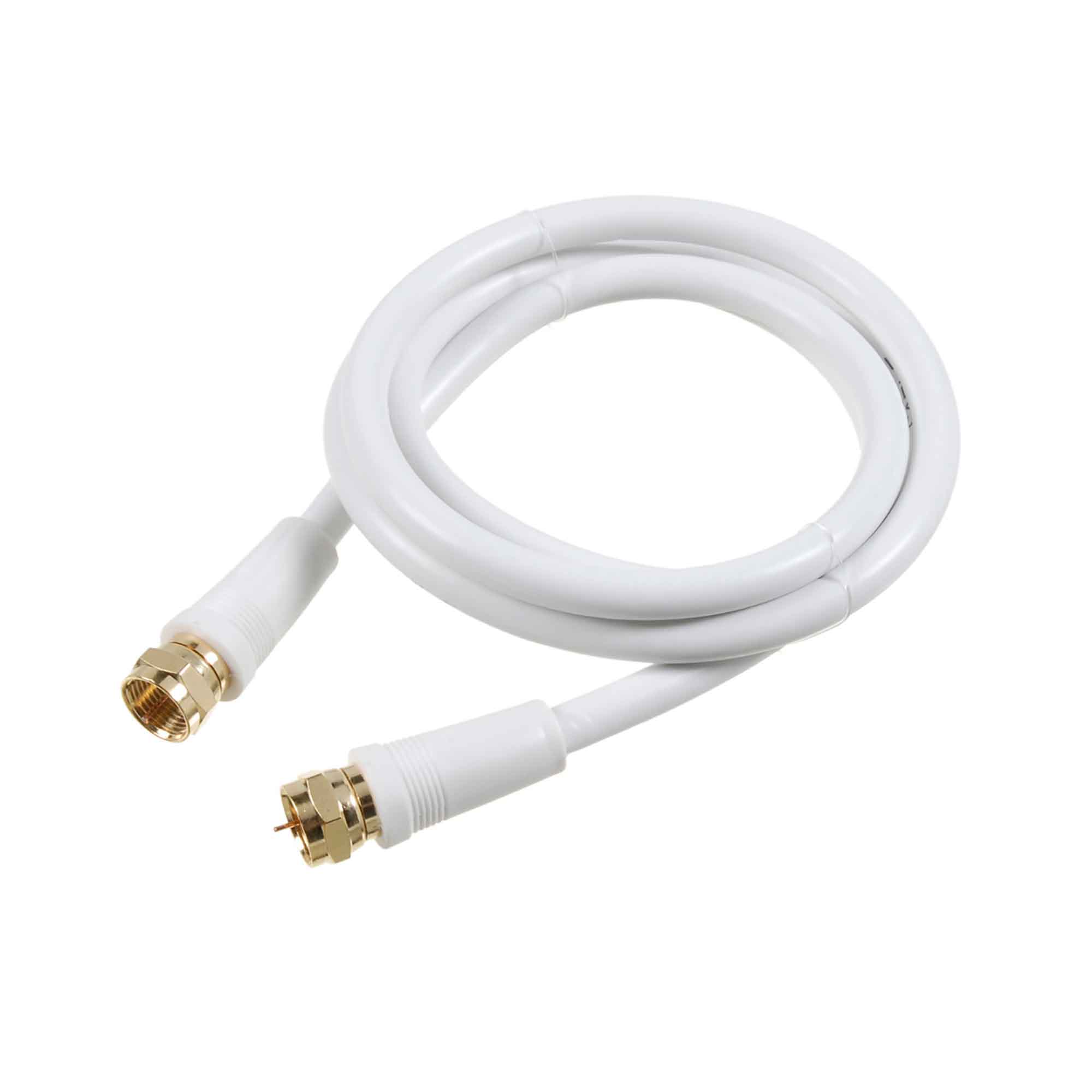 Cable coaxial RG6 avec fiches F blanc , 12'