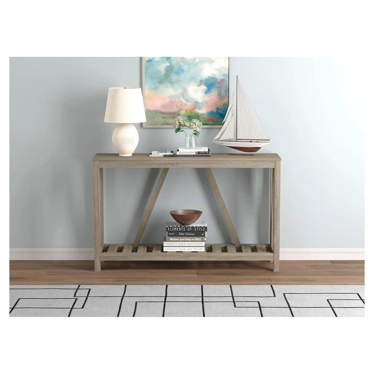 Table console taupe, 52'' x 14'' x 32''