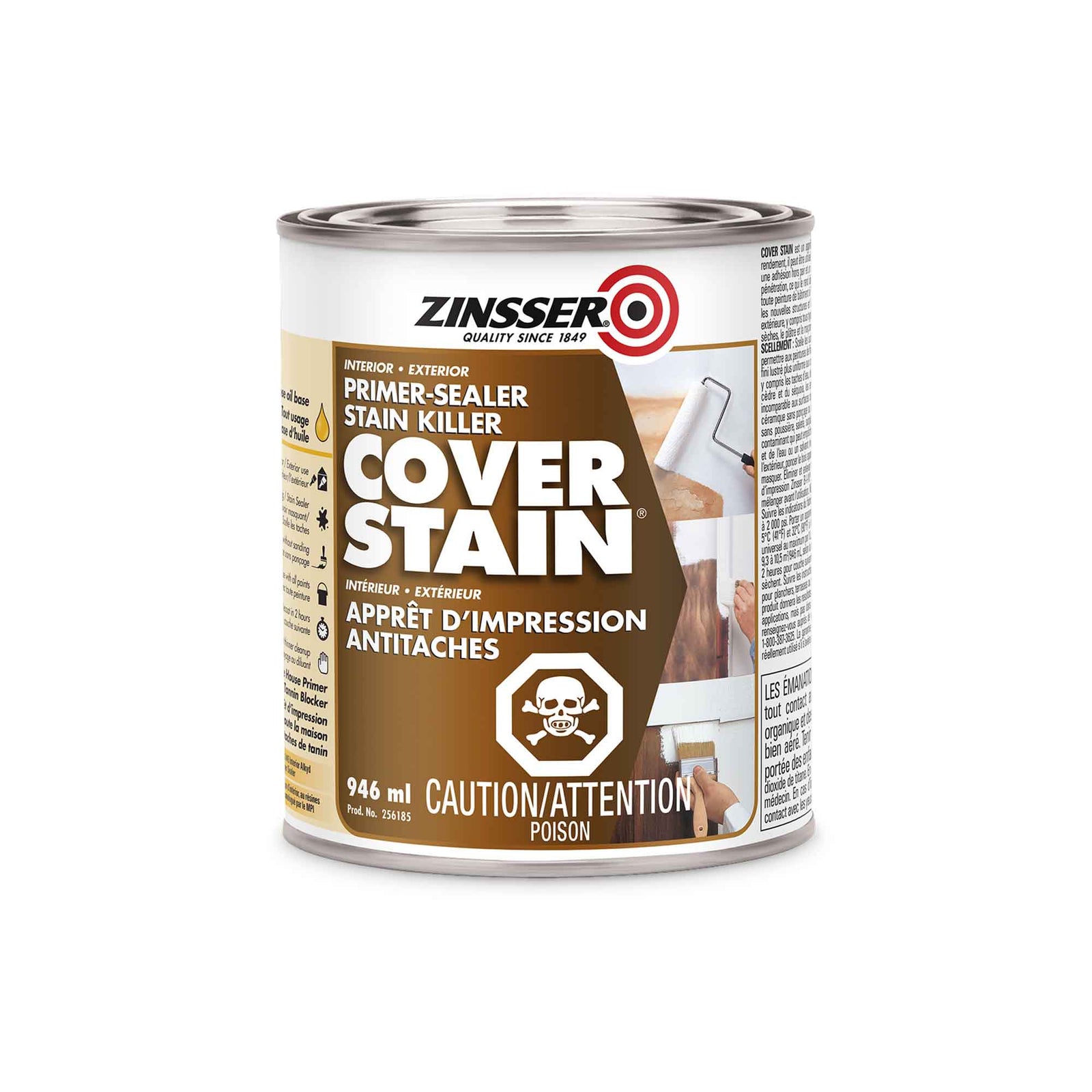 Scellant d'apprêt à base d'huile Cover Stain pour intérieur / extérieur blanc, 946 ml