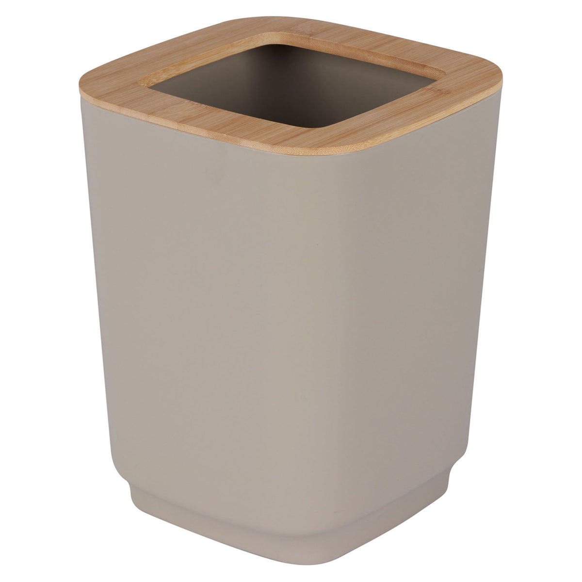 Poubelle Aspen en polypropylène et bambou, taupe