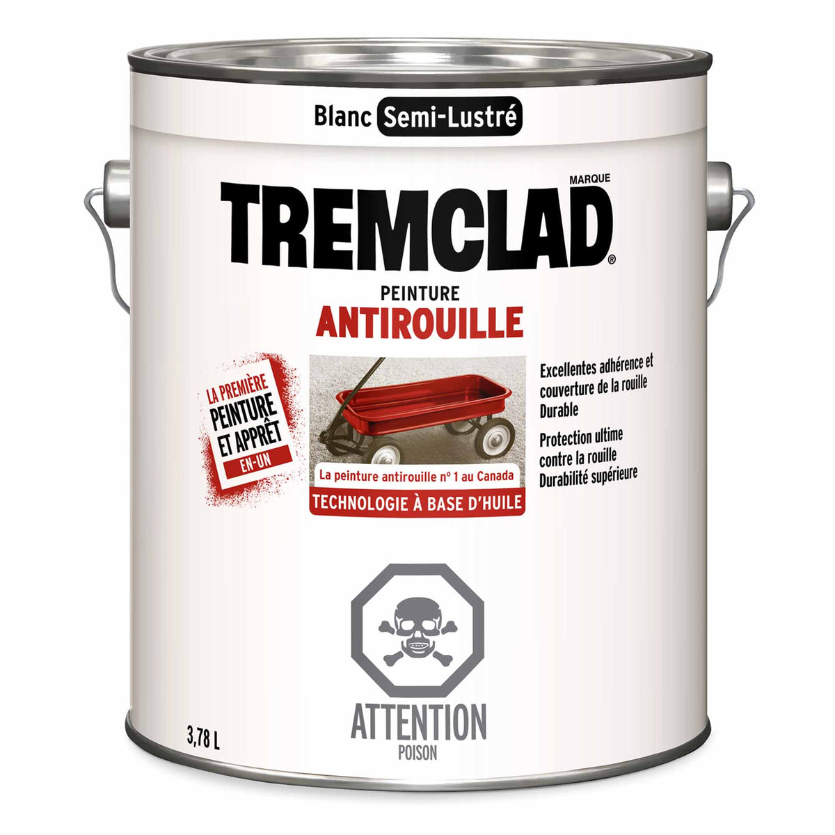 Tremclad peinture antirouille à base d&#39;huile blanc semi-lustré, 3,78 L