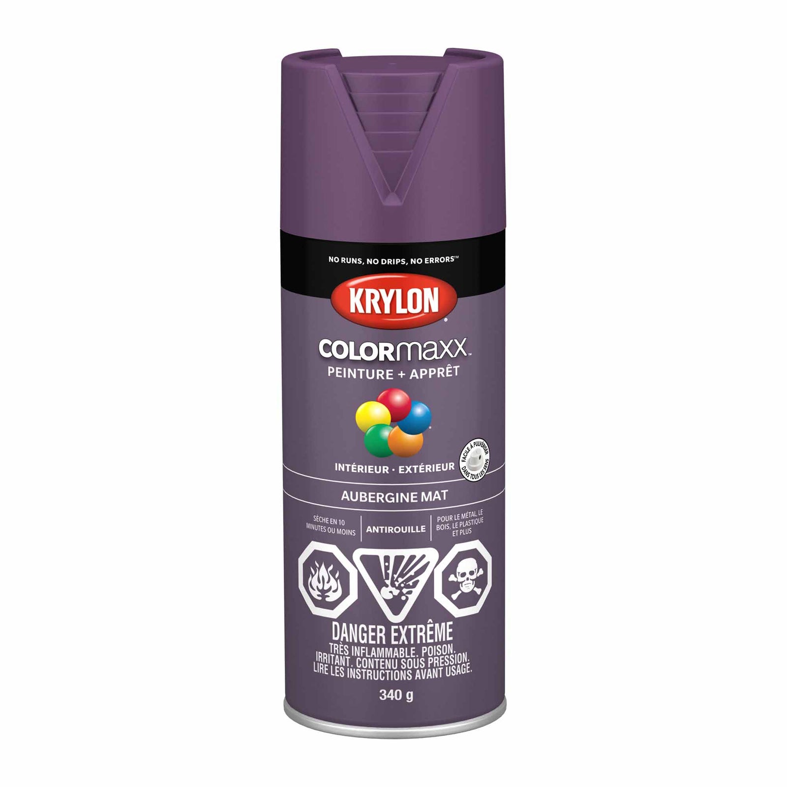 Krylon aérosol COLORMAXX peinture + apprêt aubergine mat, 340 g