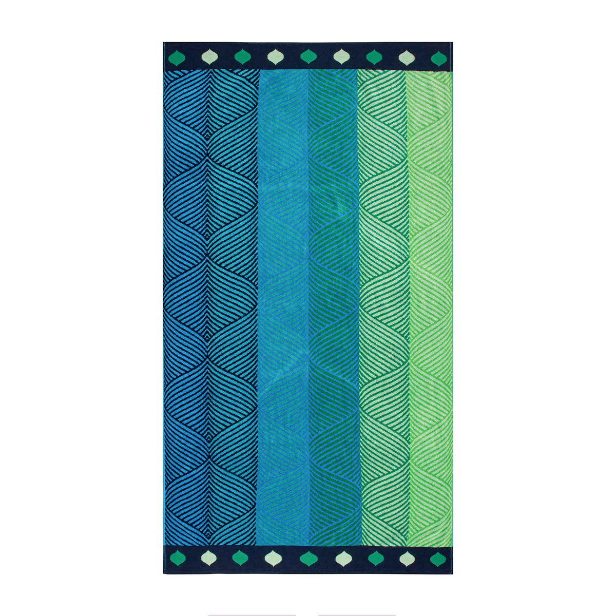 Serviette de plage en jacquard de velours de coton avec un motif de vagues, 62&quot; x 32&quot;