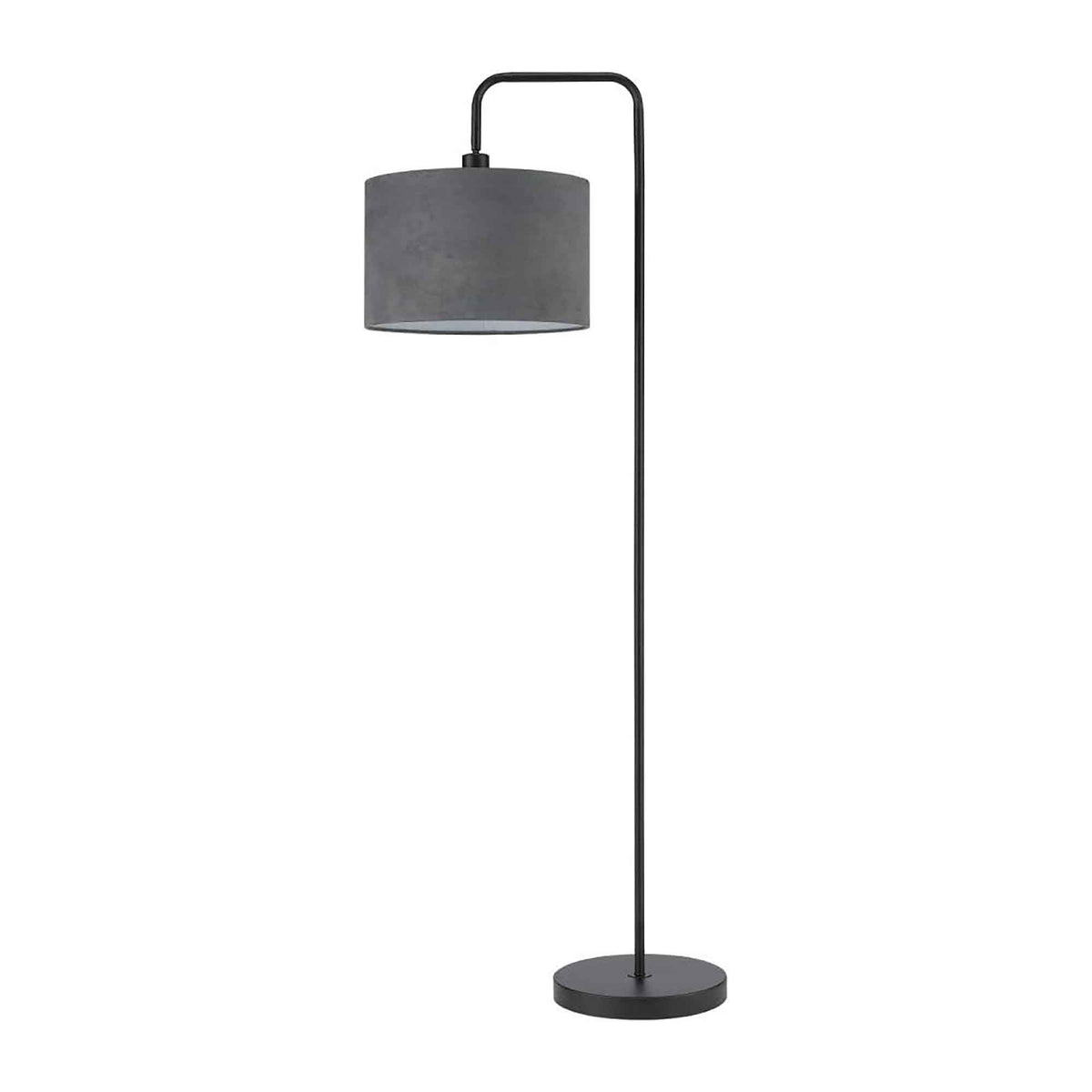 Lampe sur pied en métal en noir avec abat-jour en velours gris, 58&quot;