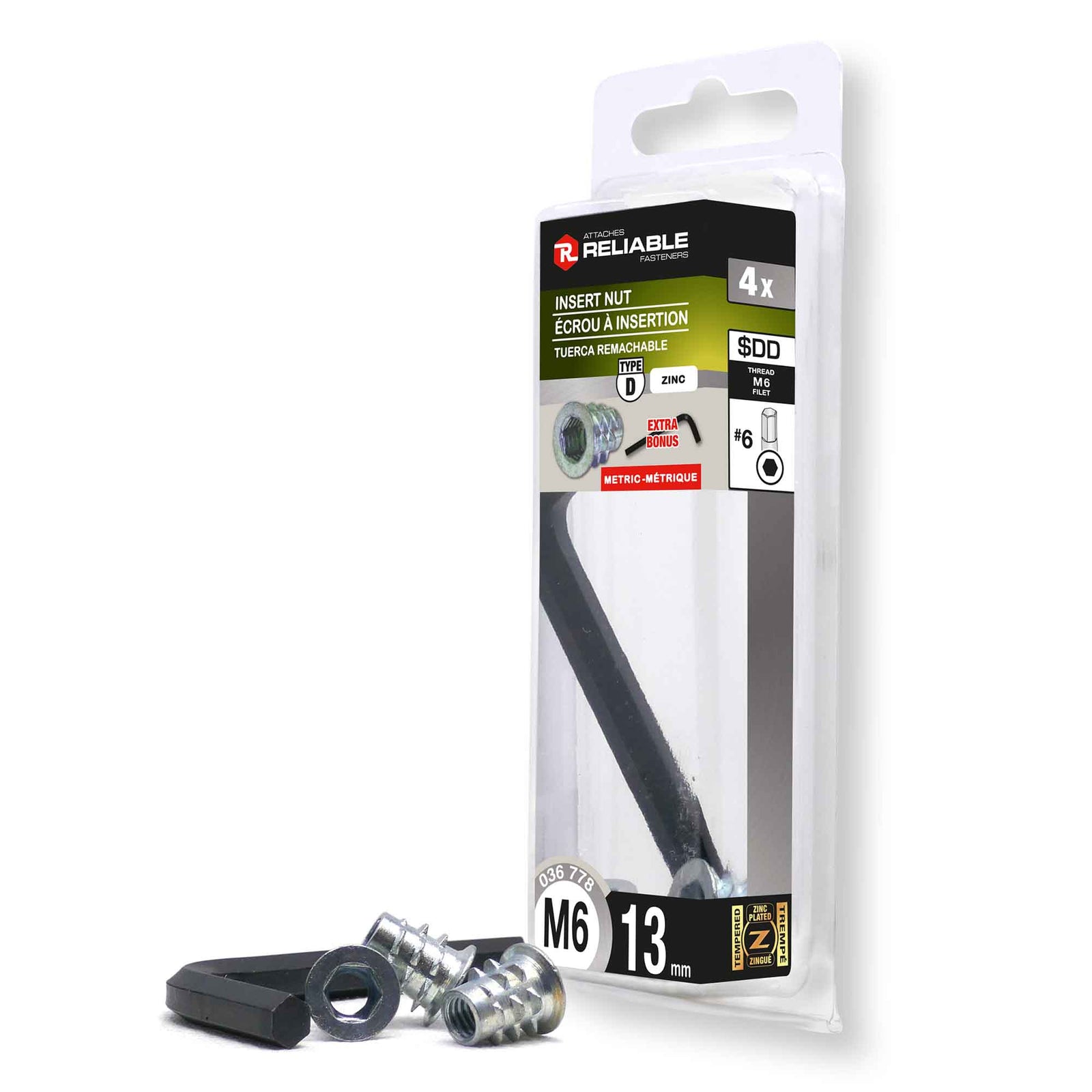 Écrou de Type D, M6 x 13 mm (4 unités)