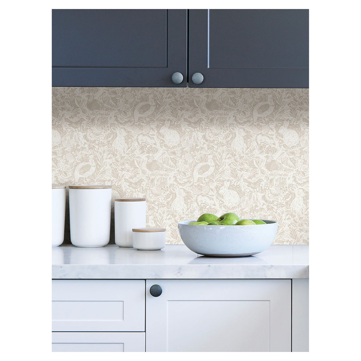 Papier peint autocollant à motif de forêt , 20.5" x 18' (crème Terrene)