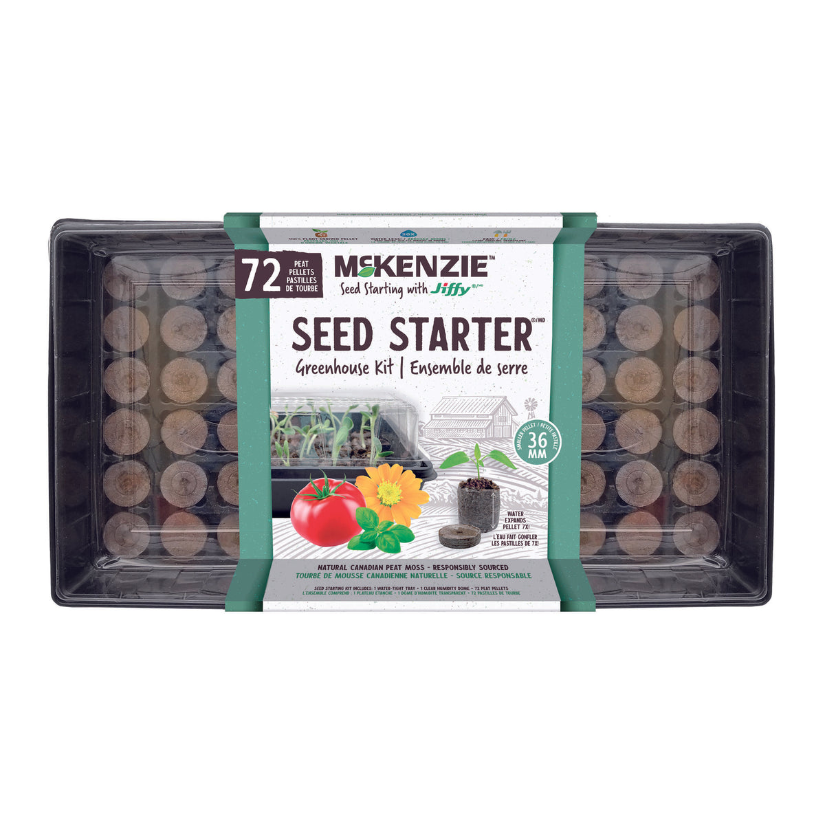 Serre pour semis avec 72 pastilles de tourbe, 74 pièces
