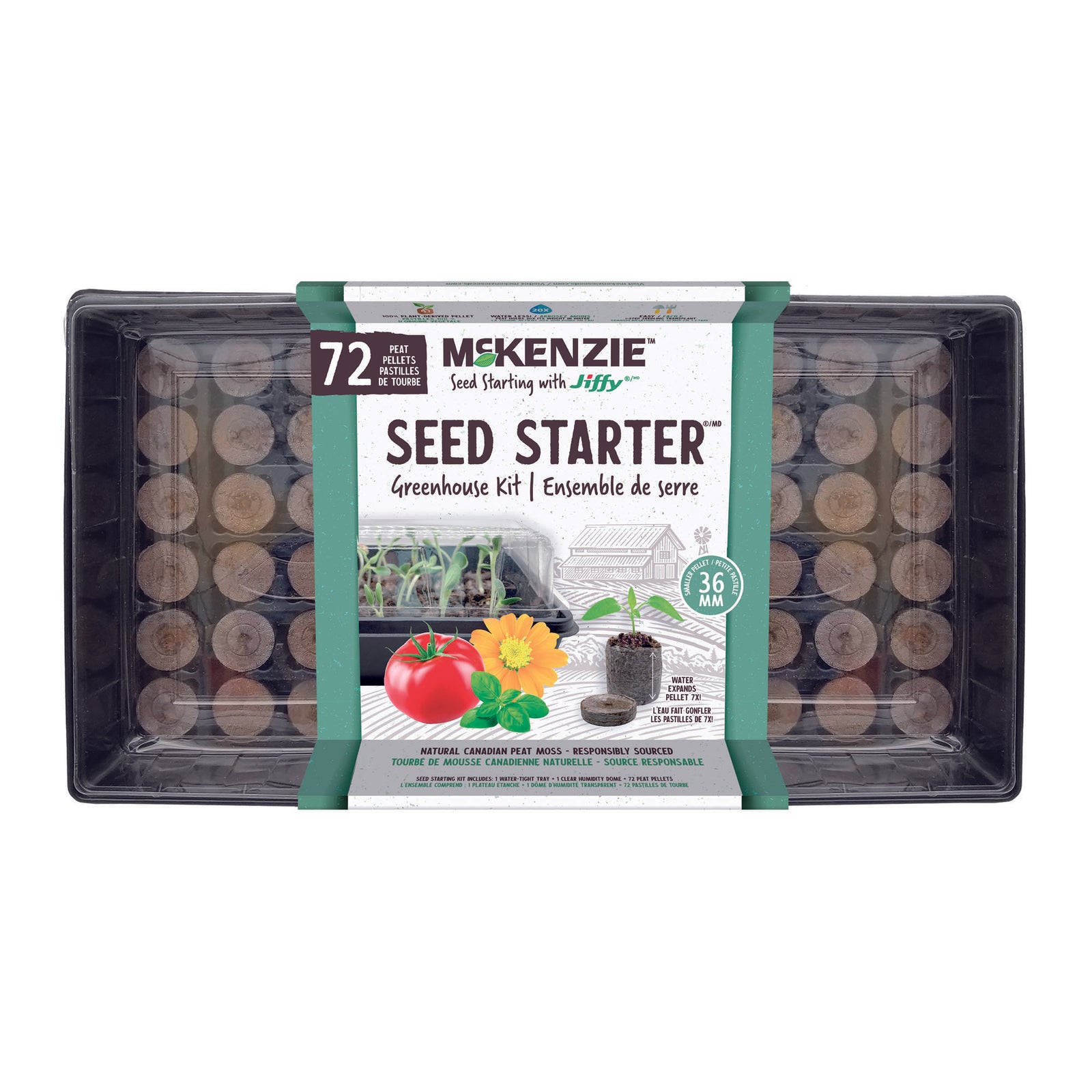 Serre pour semis avec 72 pastilles de tourbe, 74 pièces