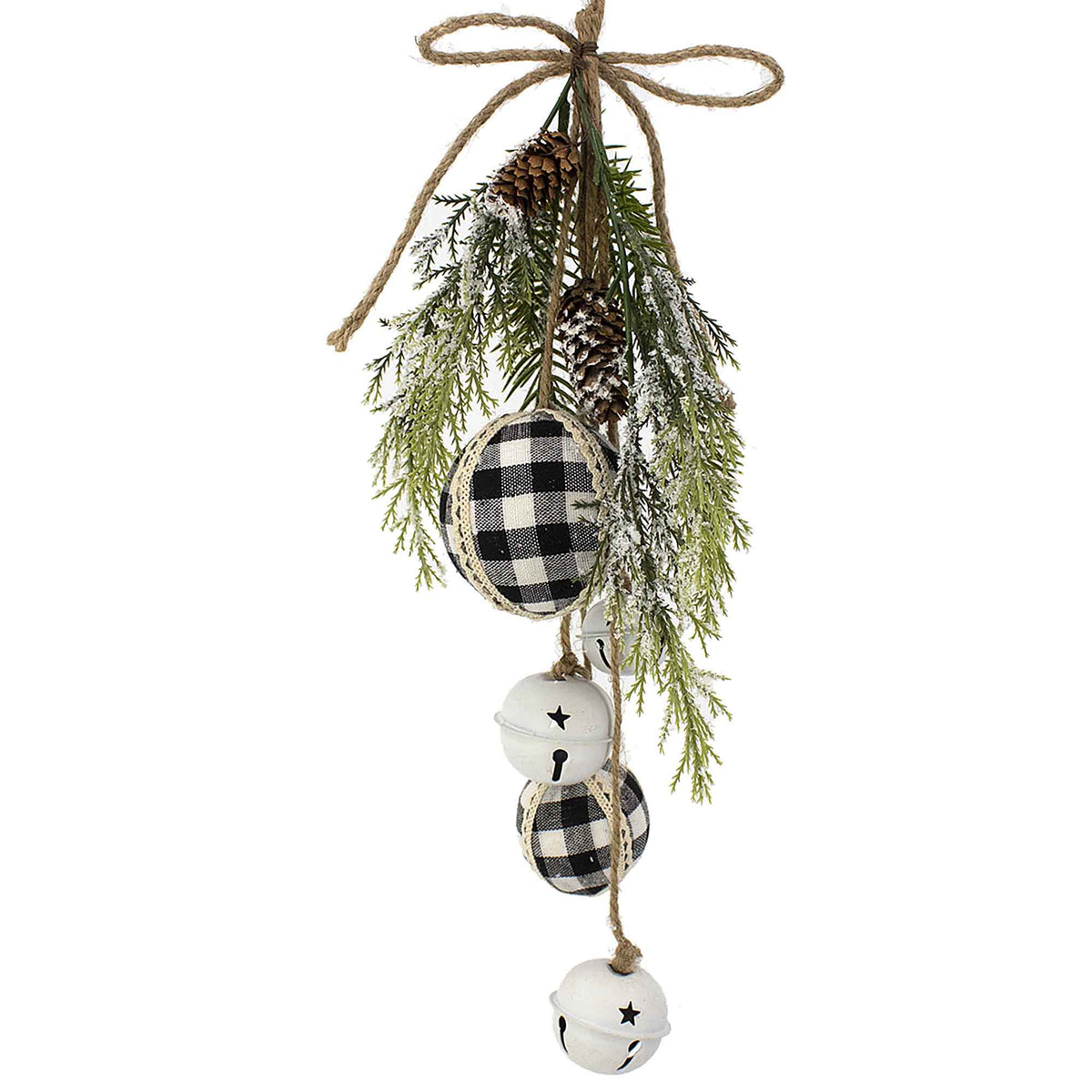 Ornement de boules et grelots en noir et blanc, 19''