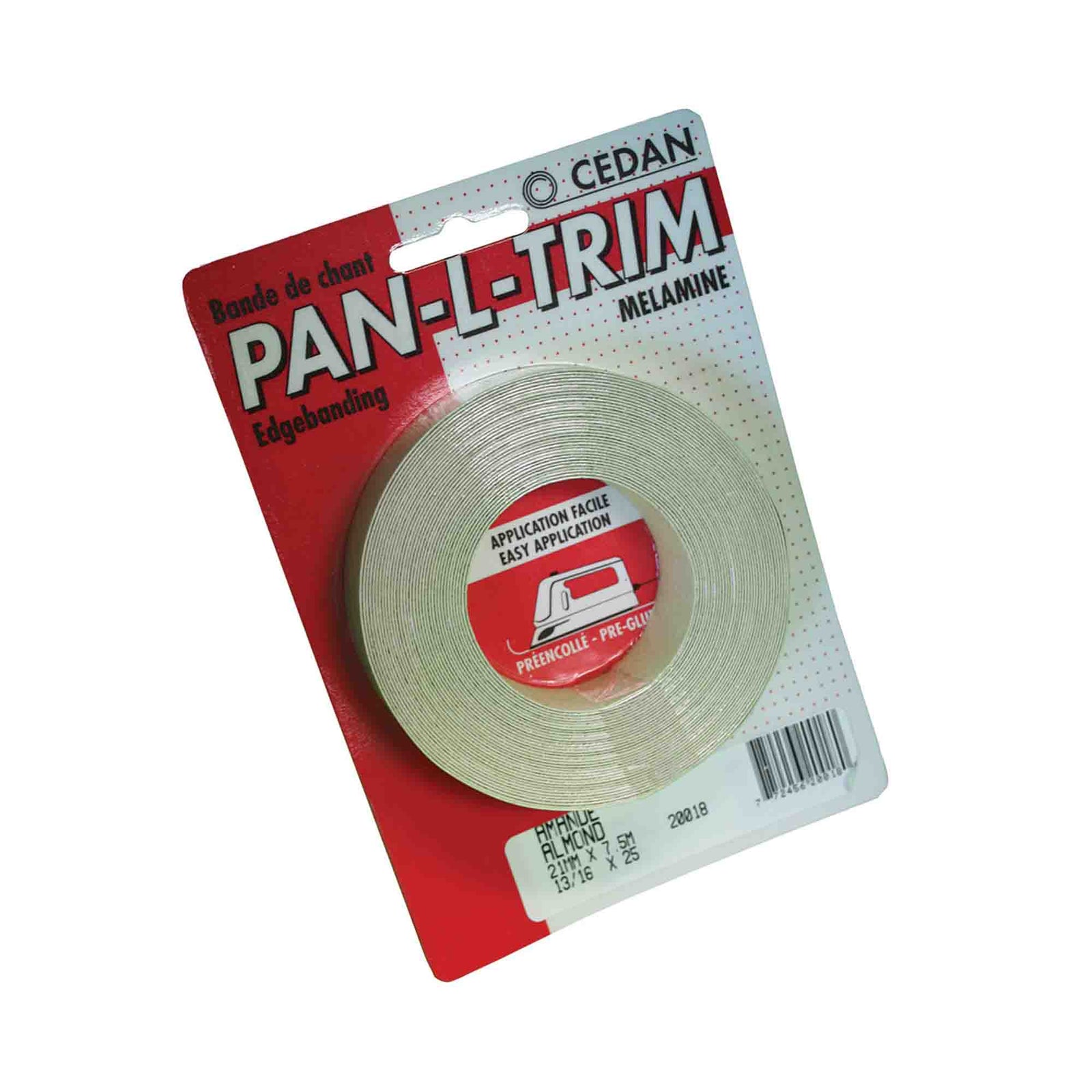 Bande de chant en mélamine amande, 13/16" x 25'