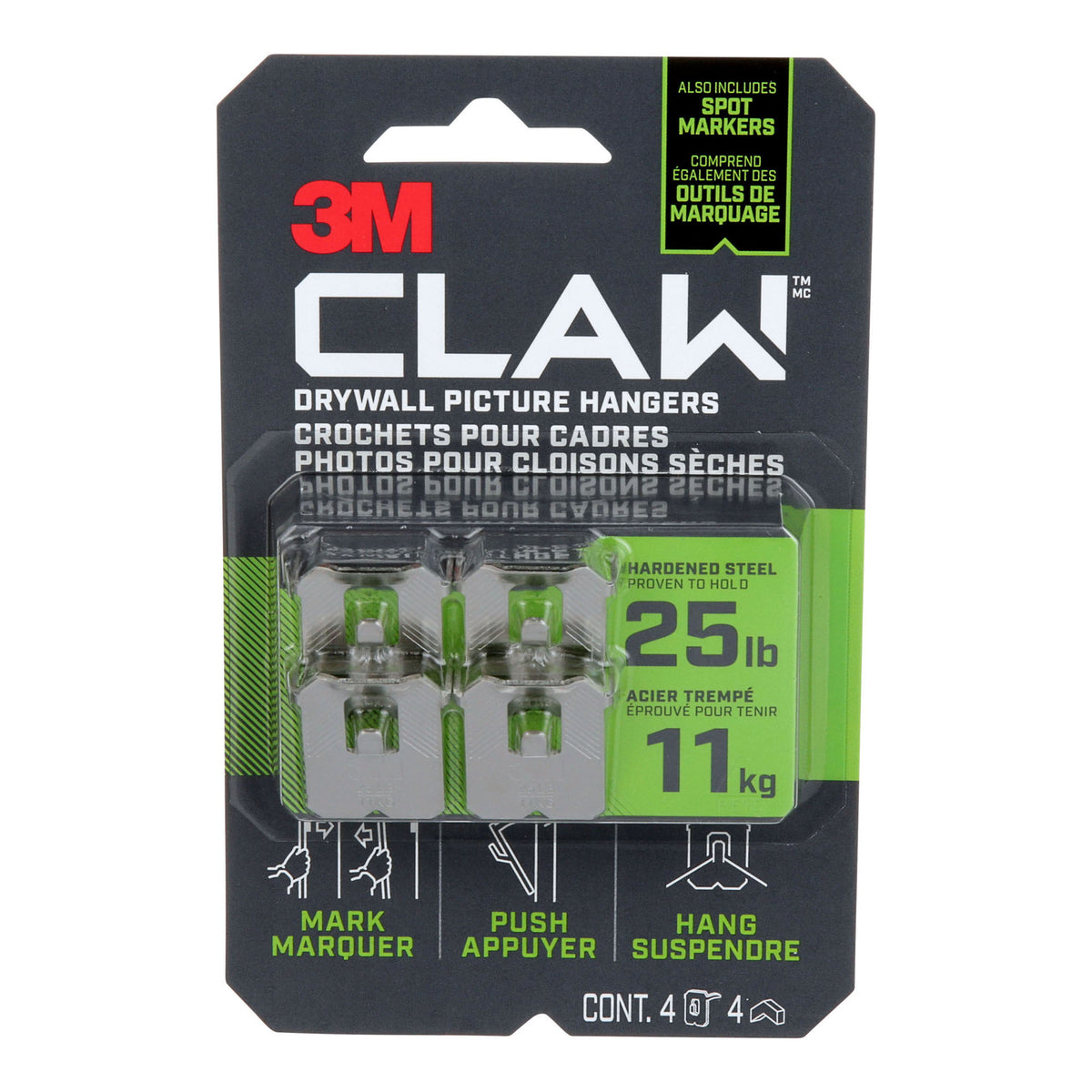 Crochet CLAW pour cadres pour cloisons sèches, 11 kg (4 pièces)
