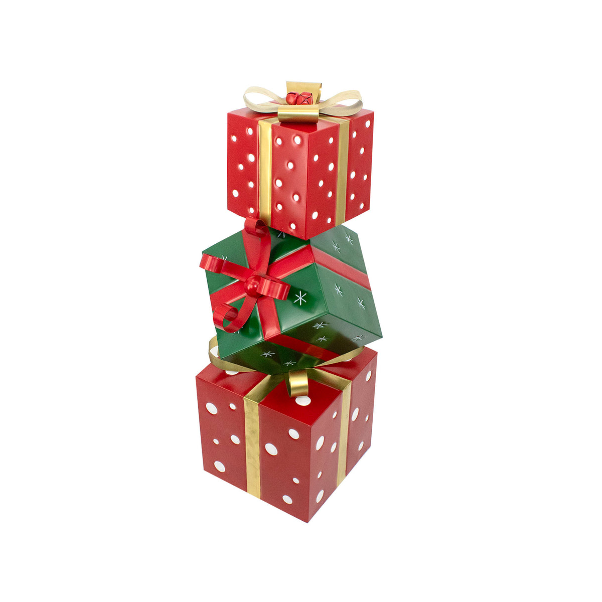 Décoration de boîtes de cadeaux superposées en métal, 17 x 36"