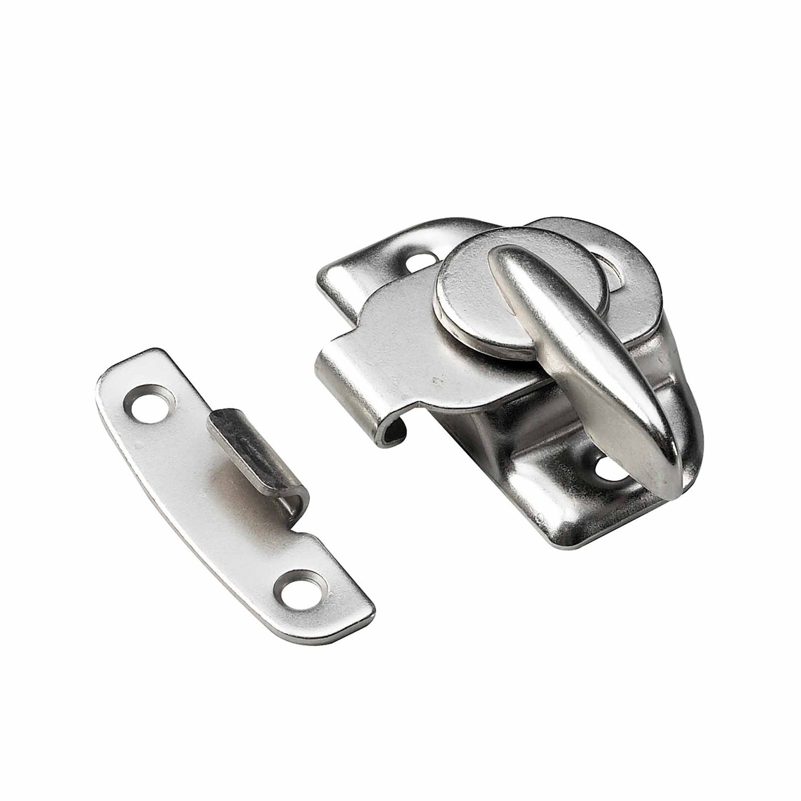 Fermoir pour châssis et gâche de de type came, fini nickel