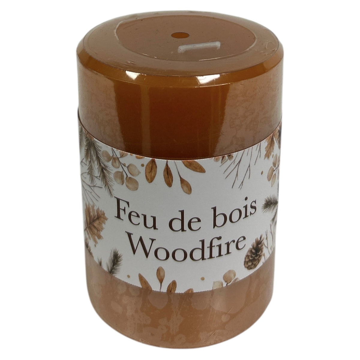 Bougie pilier parfumé de 3" x 4", feu de bois