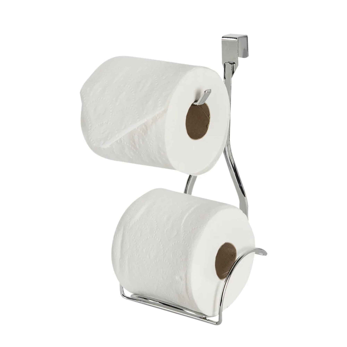 Porte-papier hygiénique double pour réservoir de toilette, chrome