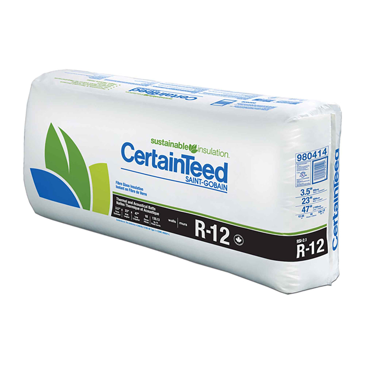 Isolant en fibre de verre R-12 Sustainable Insulation, 3-1/2&quot; x 15&quot; x 47&#39;&#39; (117,5 pi²)