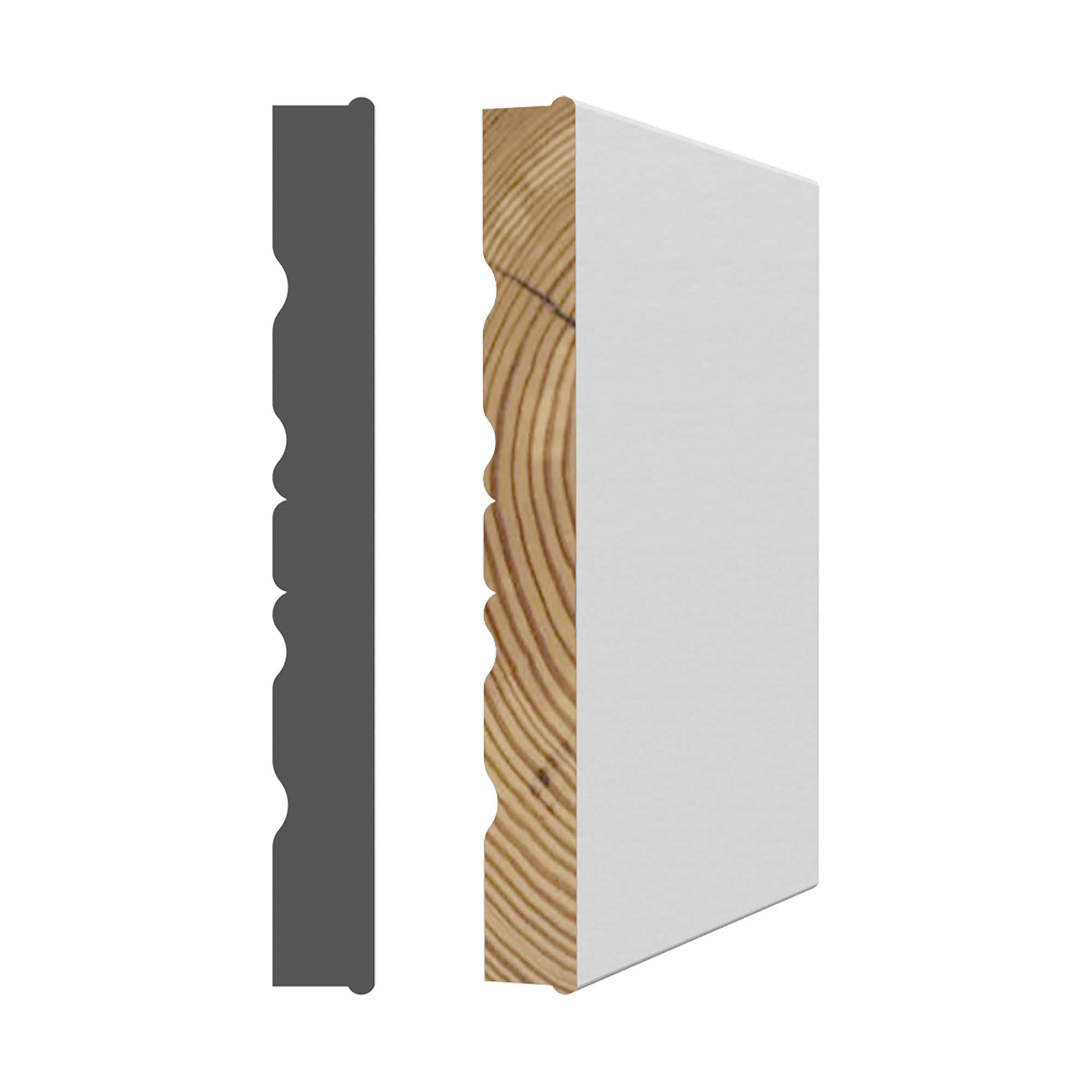 Bâti de porte en pin jointé avec apprêt blanc 9/16'' x 4'-9/16'' x 81'-5/8''